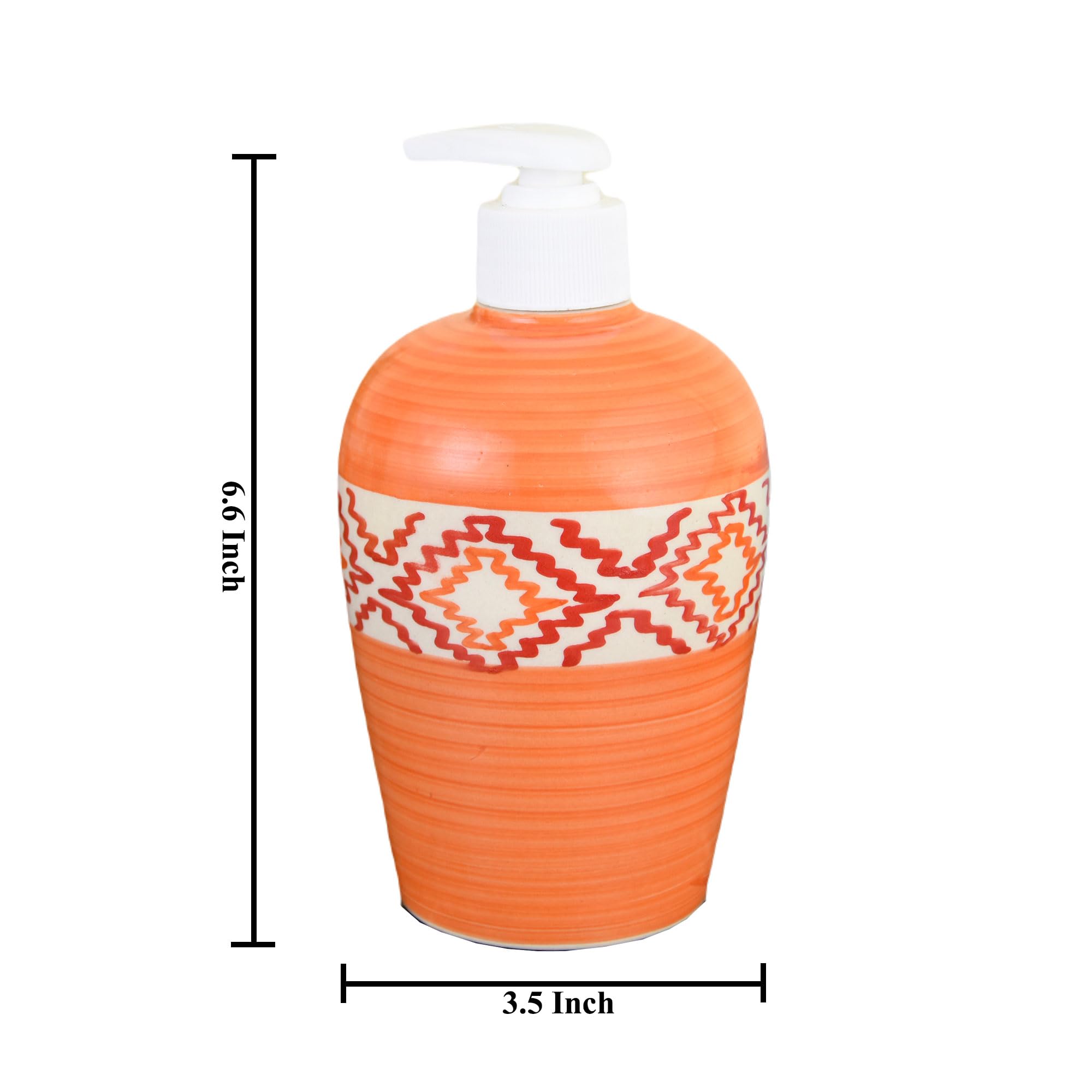 KunhaR Ceramic Liquid Soap Dispenser - Orange, 450ml, 2 Pieces - Image 2