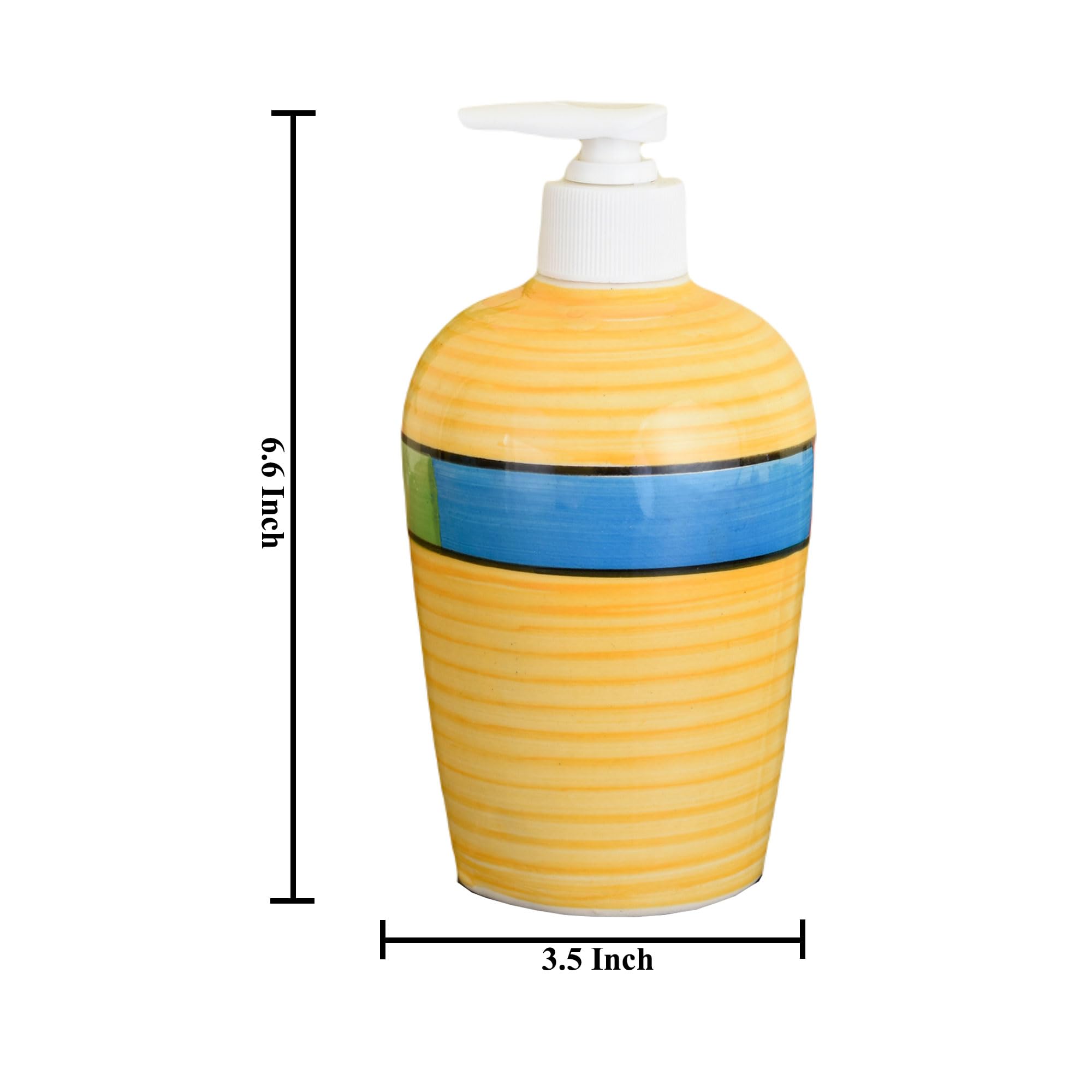 KunhaR Ceramic Liquid Soap Dispenser - Yellow, 450ml, 2 Pieces - Image 2