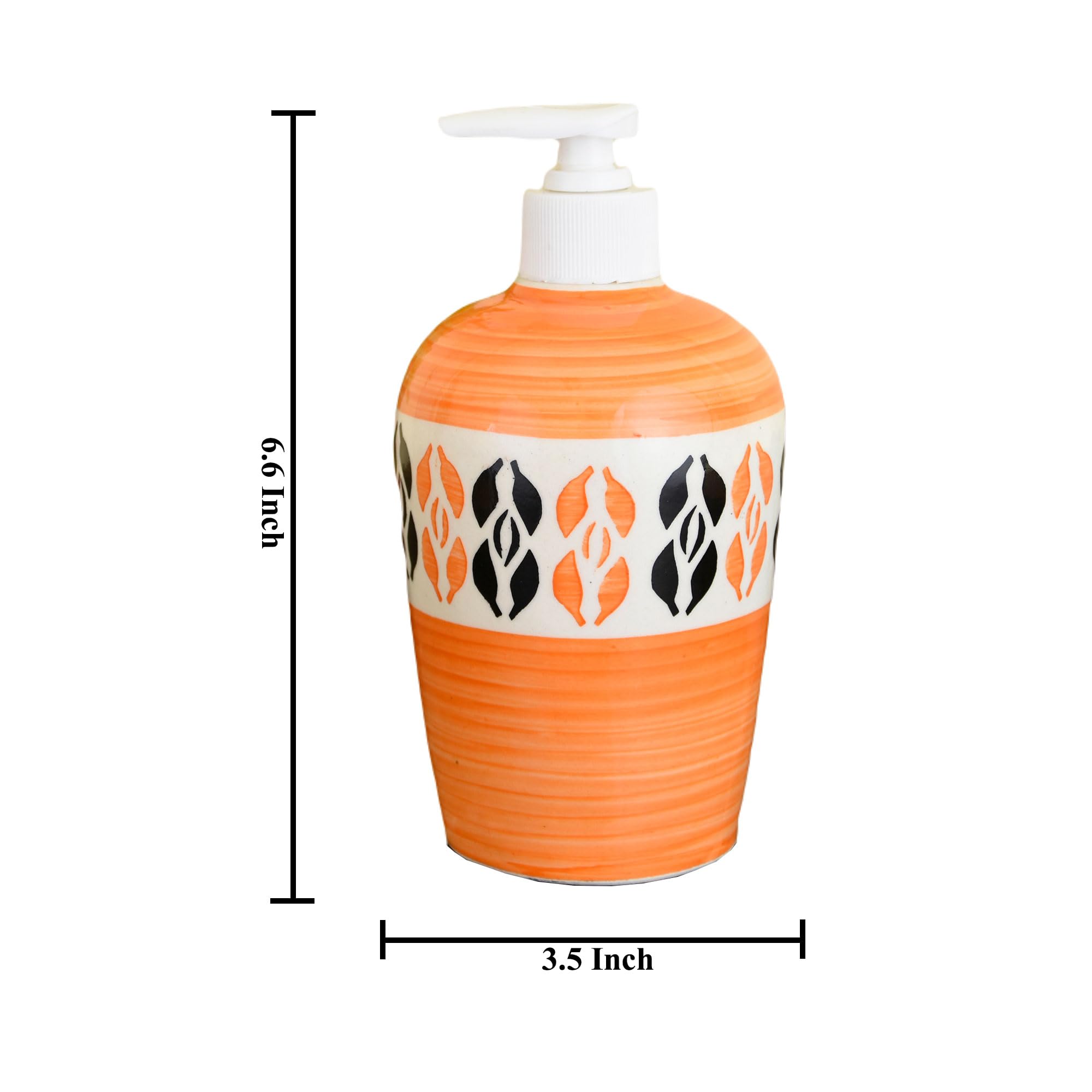 KunhaR Ceramic Liquid Soap Dispenser, Handwash Dispenser - Orange, 450ml, 2 Pieces - Image 2