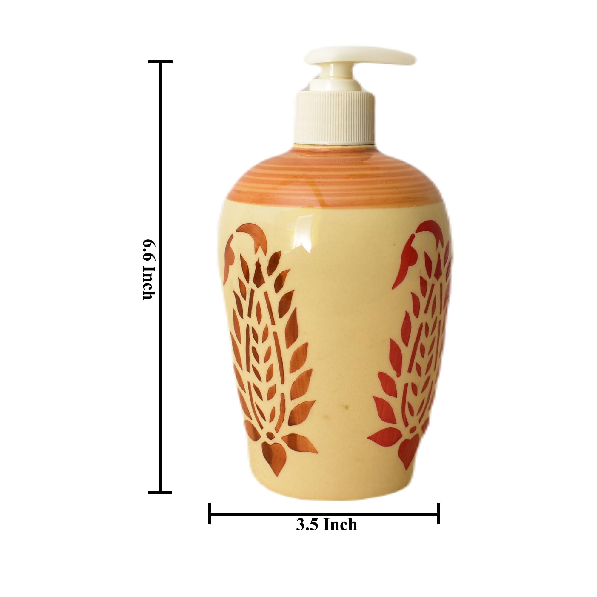 KunhaR Ceramic Long-Lasting Liquid Handwash Soap Dispenser for Bathroom | Handwash Bottle for Kitchen | Soap Dispenser for Wash Basin | Bathroom Accessories | 450 ml, 2 Pieces, Brown Rust - Image 2