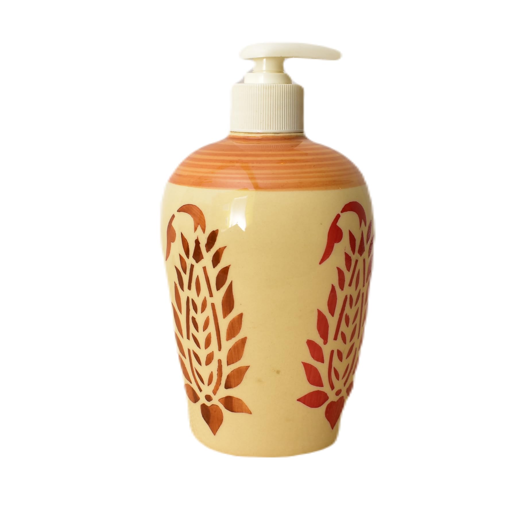 KunhaR Ceramic Long-Lasting Liquid Handwash Soap Dispenser for Bathroom | Handwash Bottle for Kitchen | Soap Dispenser for Wash Basin | Bathroom Accessories | 450 ml, 2 Pieces, Brown Rust - Image 3