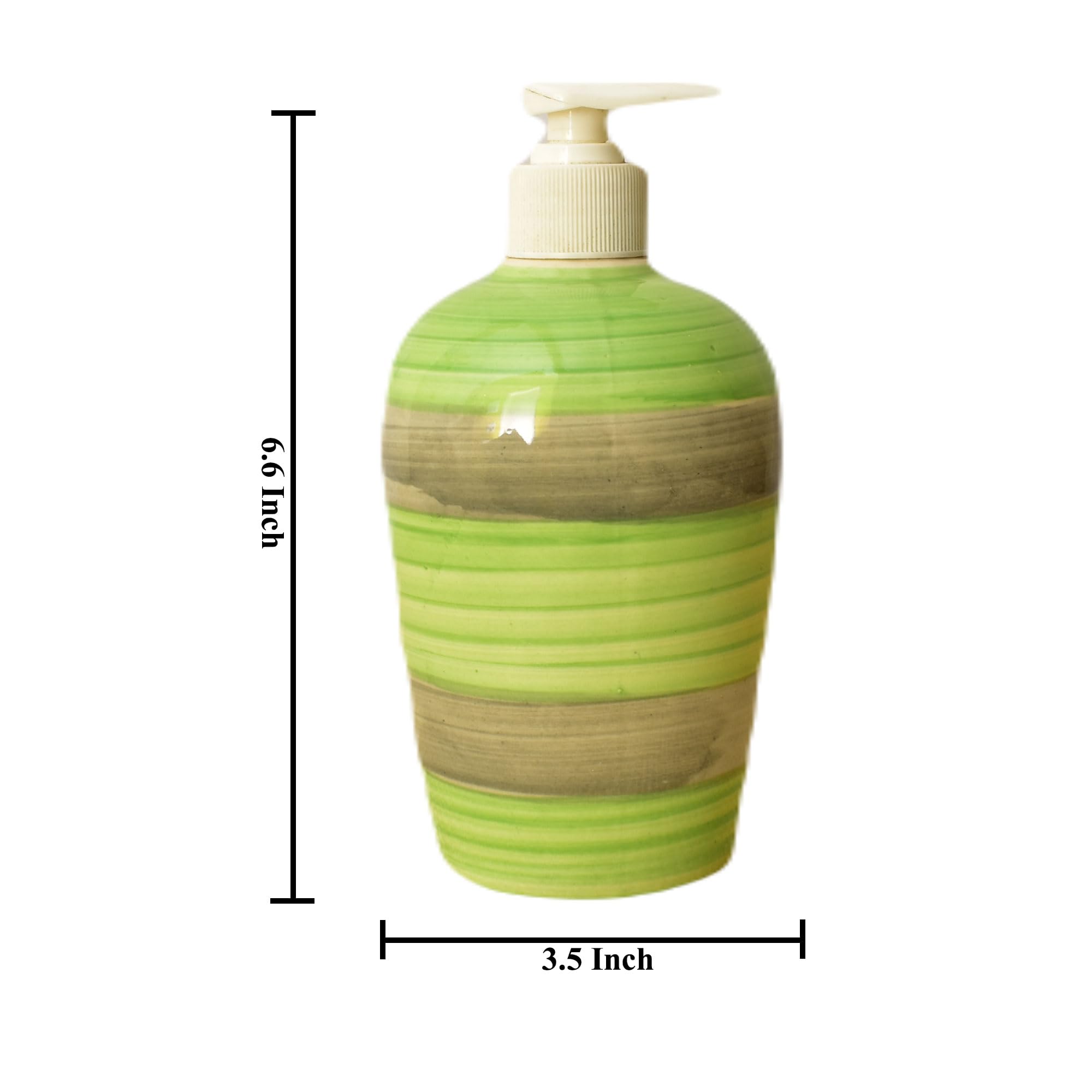 KunhaR Ceramic Long-Lasting Liquid Handwash Soap Dispenser for Bathroom | Handwash Bottle for Kitchen | Soap Dispenser for Wash Basin | Bathroom Accessories | 450 ml, 2 Pieces, Muddy Green - Image 2