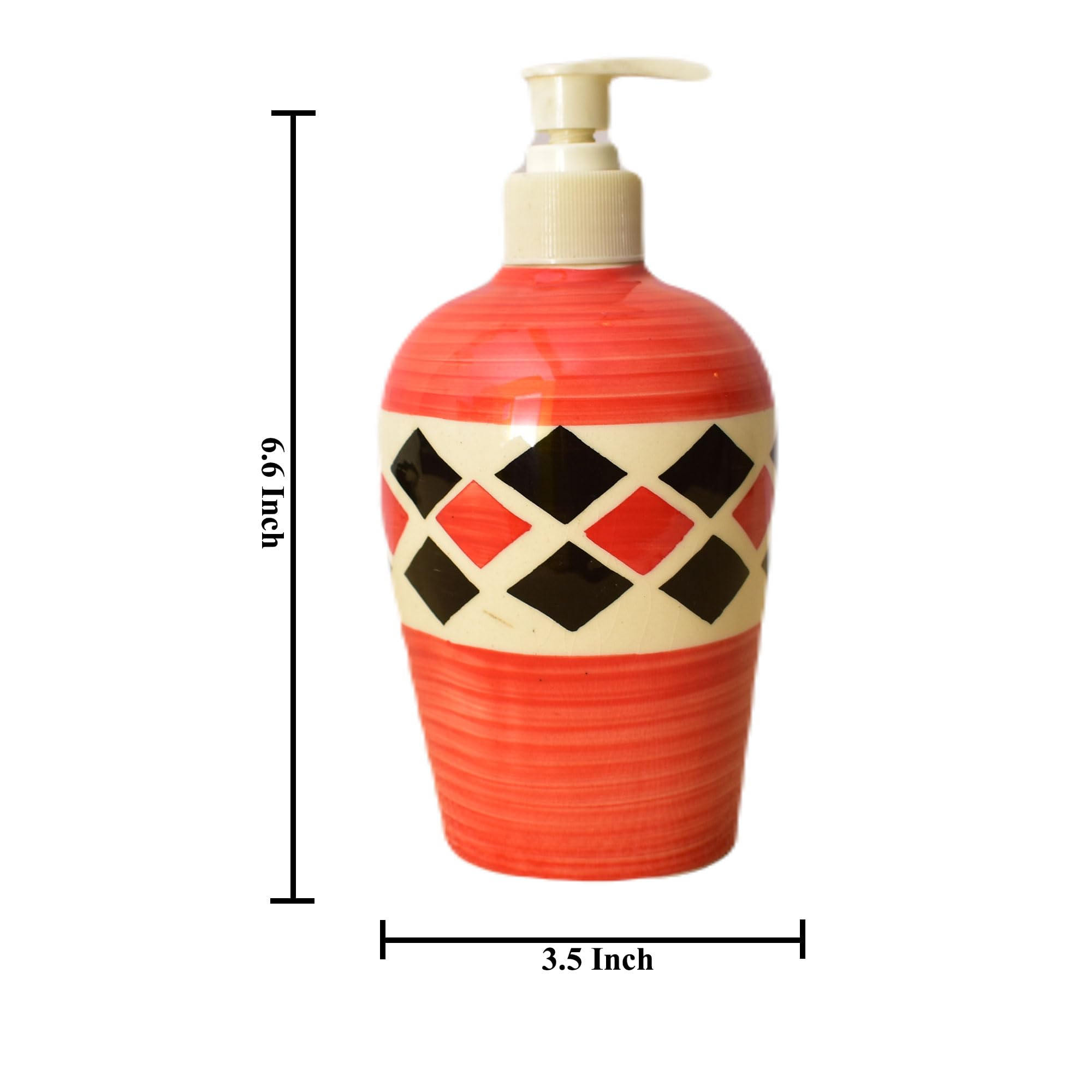 KunhaR Ceramic Long-Lasting Liquid Handwash Soap Dispenser for Bathroom | Handwash Bottle for Kitchen | Soap Dispenser for Wash Basin | Bathroom Accessories | 450 ml, 2 Pieces, Coral Red - Image 2