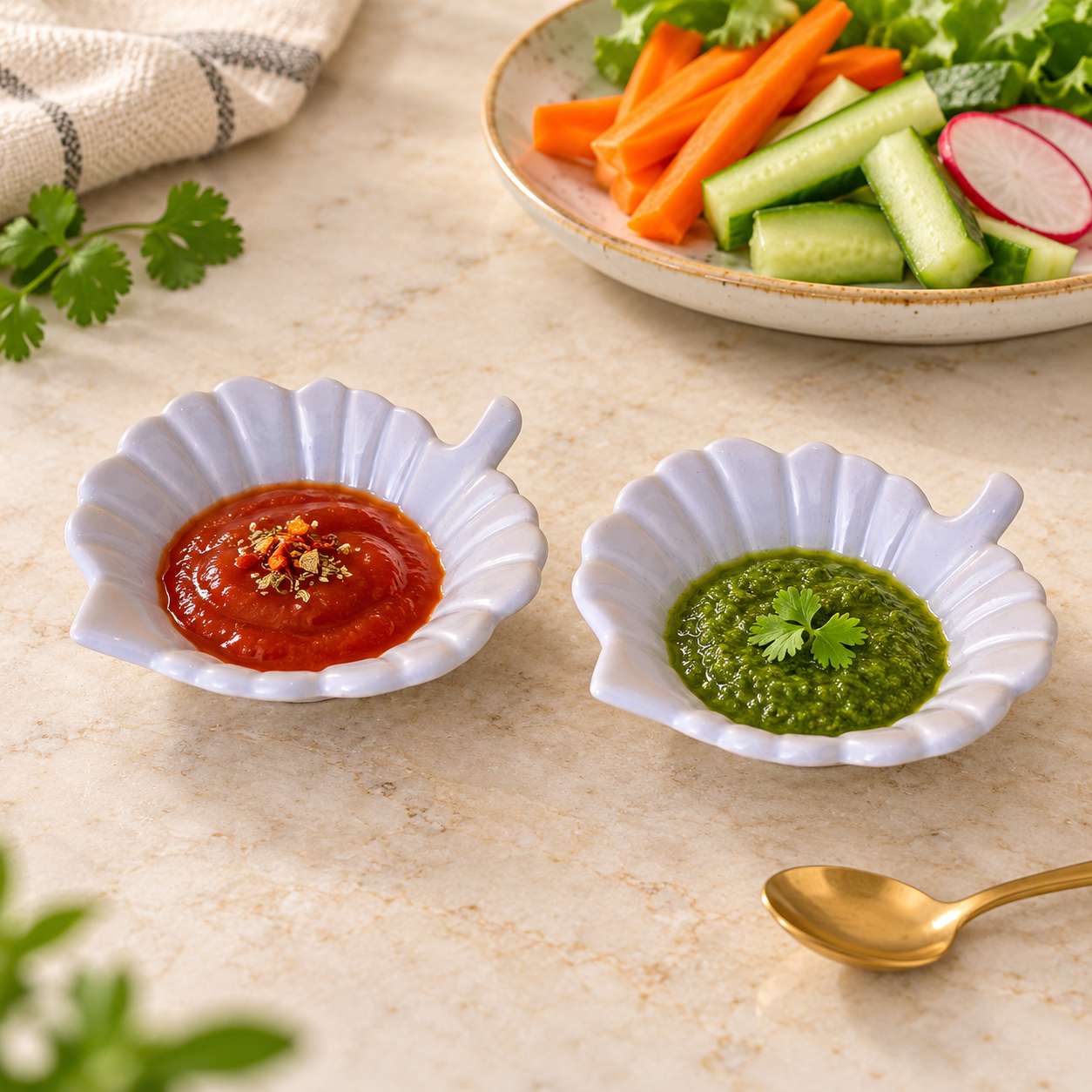 Kunhar Ceramic Sauce Holder - 50 ML, 2 Pieces, Baby Blue