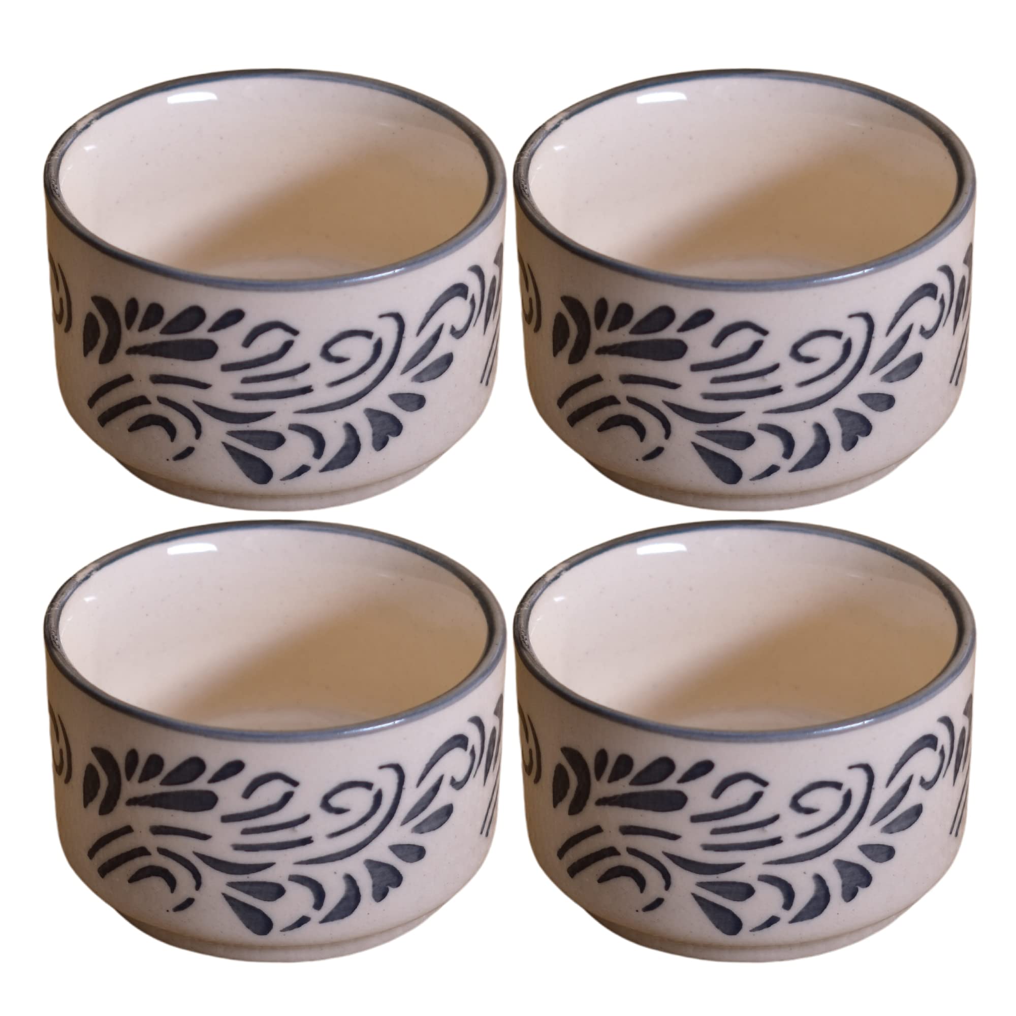 Kunhar Ceramic Sauce Holder - 56 ML, 4 Pieces, White Grey — product view 1
