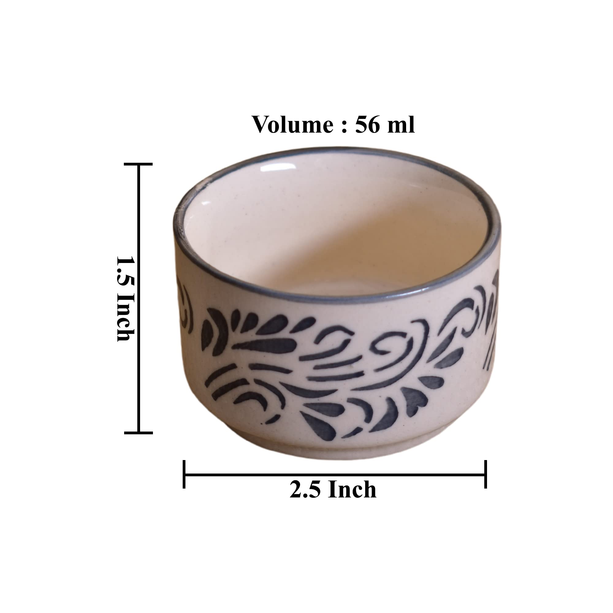 Kunhar Ceramic Sauce Holder - 56 ML, 4 Pieces, White Grey — product view 2