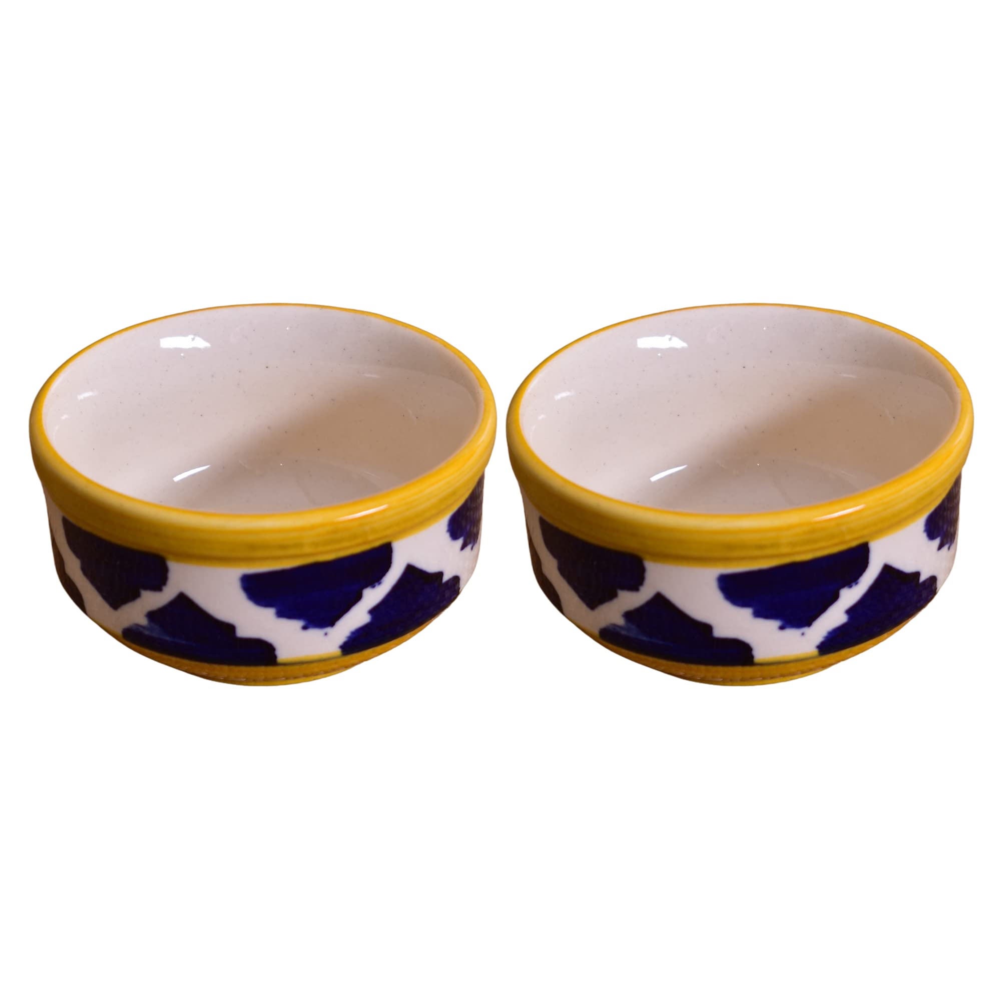 Kunhar Ceramic Sauce Holder - 100 ML, 4 Pieces, Yellow Blue - Image 3