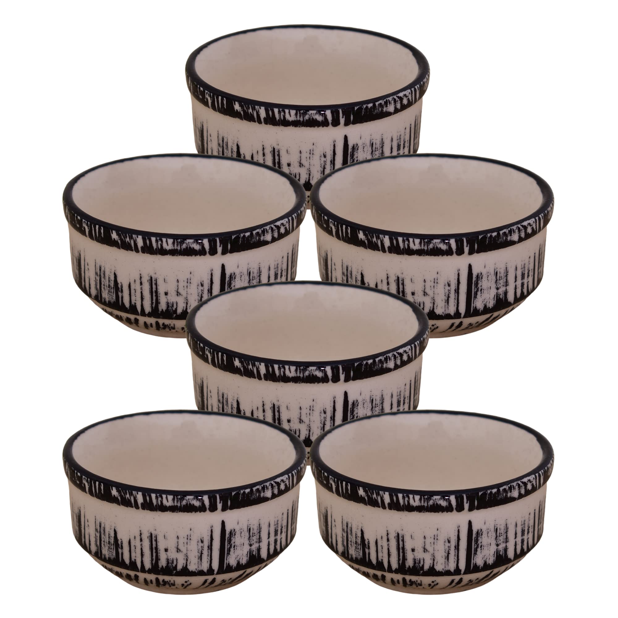 Kunhar Ceramic Sauce Holder - 100 ML, 6 Pieces, Black White - Image 3