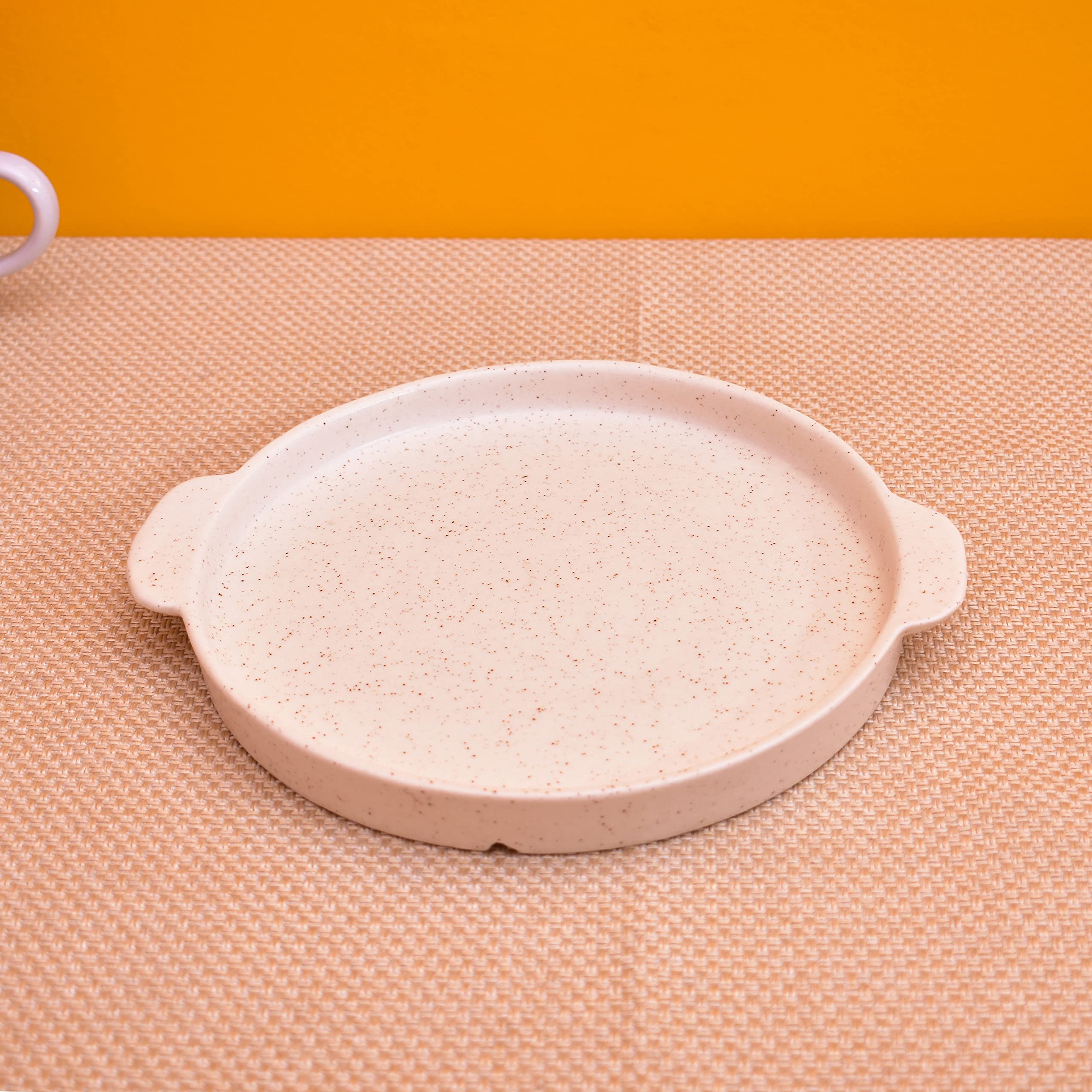 Kunhar Ceramic Snacks Serving Tray, Pizza Plate - 1 Piece, White Matt, 8 Inch - Image 3