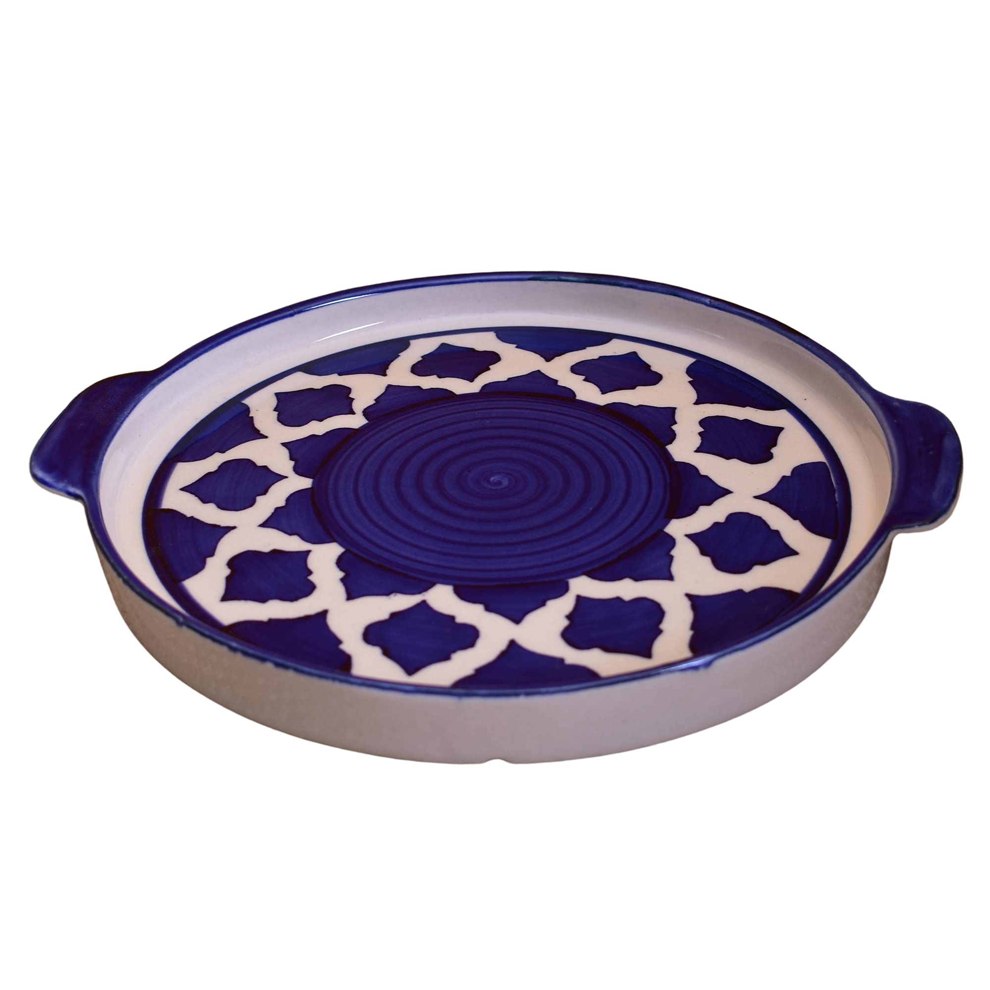 Kunhar Ceramic Snacks Serving Tray, Pizza Plate - 1 Piece, Blue Chidi, 8 Inch — Amazon product image