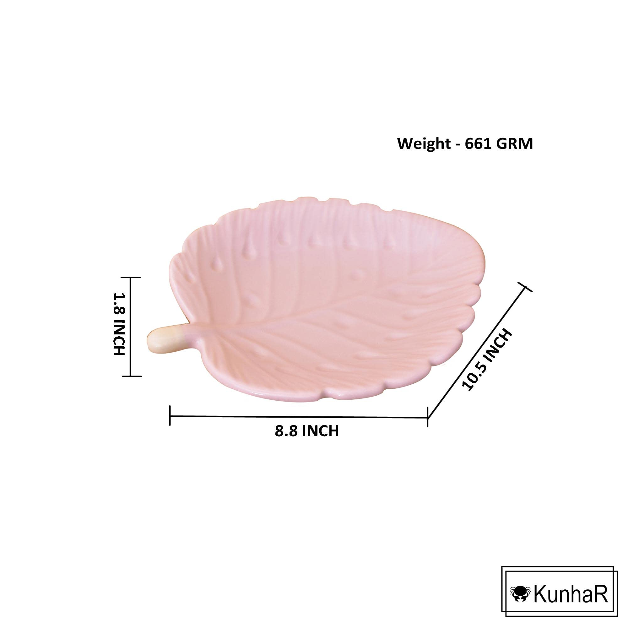 Kunhar Ceramic Leaf Shaped Snacks Serving Tray, Serving Tray - Image 3