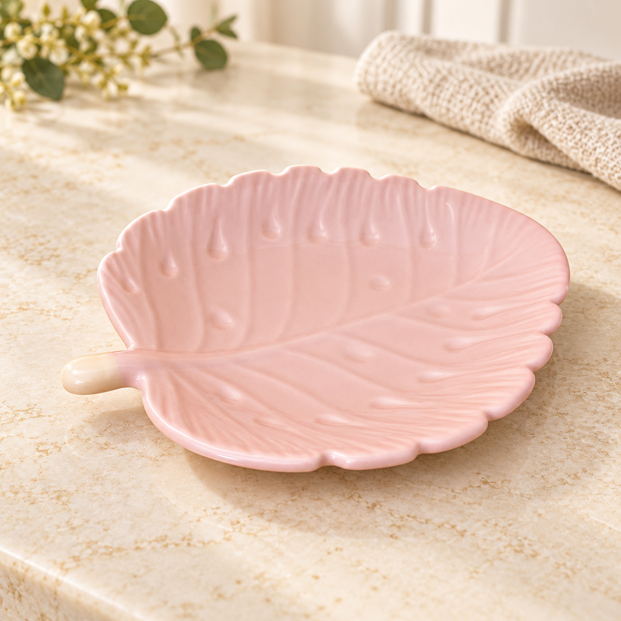 Kunhar Ceramic Leaf Shaped Snacks Serving Tray, Serving Tray