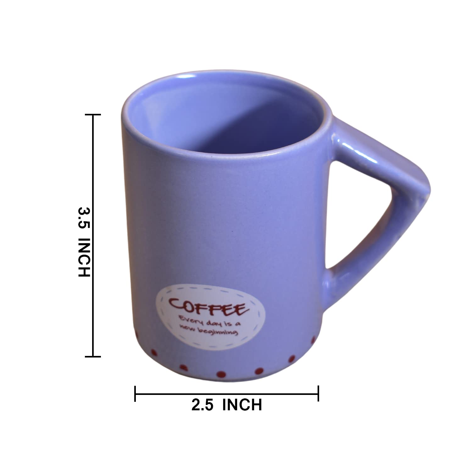 Kunhar Ceramic Tea Cups, Coffee Cups - 6 Pieces, Soft Blue, 200 Ml - Image 2