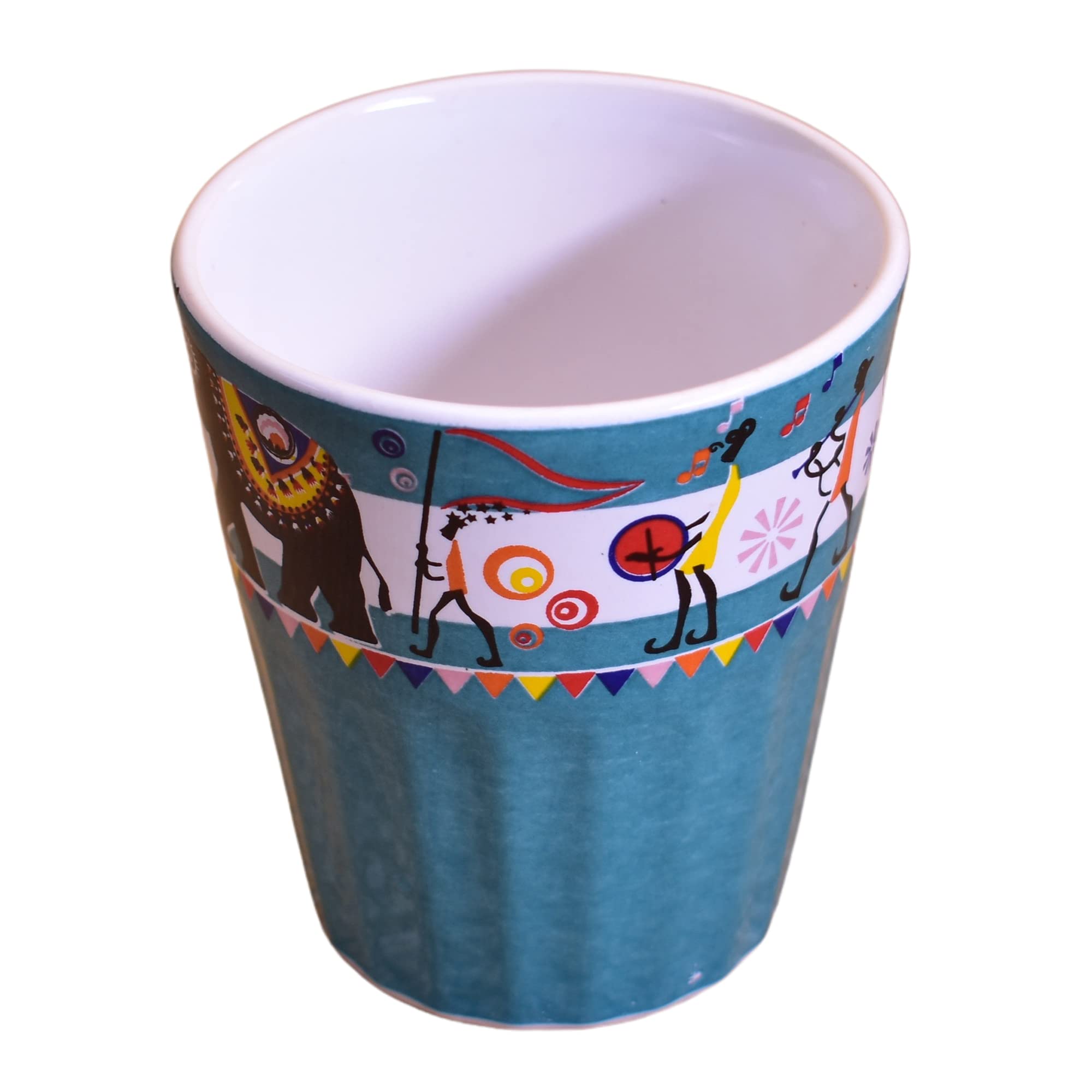 Kunhar Ceramic Tea Glass with Warli Painting, Milk Glass with Warli Painting, Coffee Glass - 6 Pieces, Denim, 125ml - Image 3