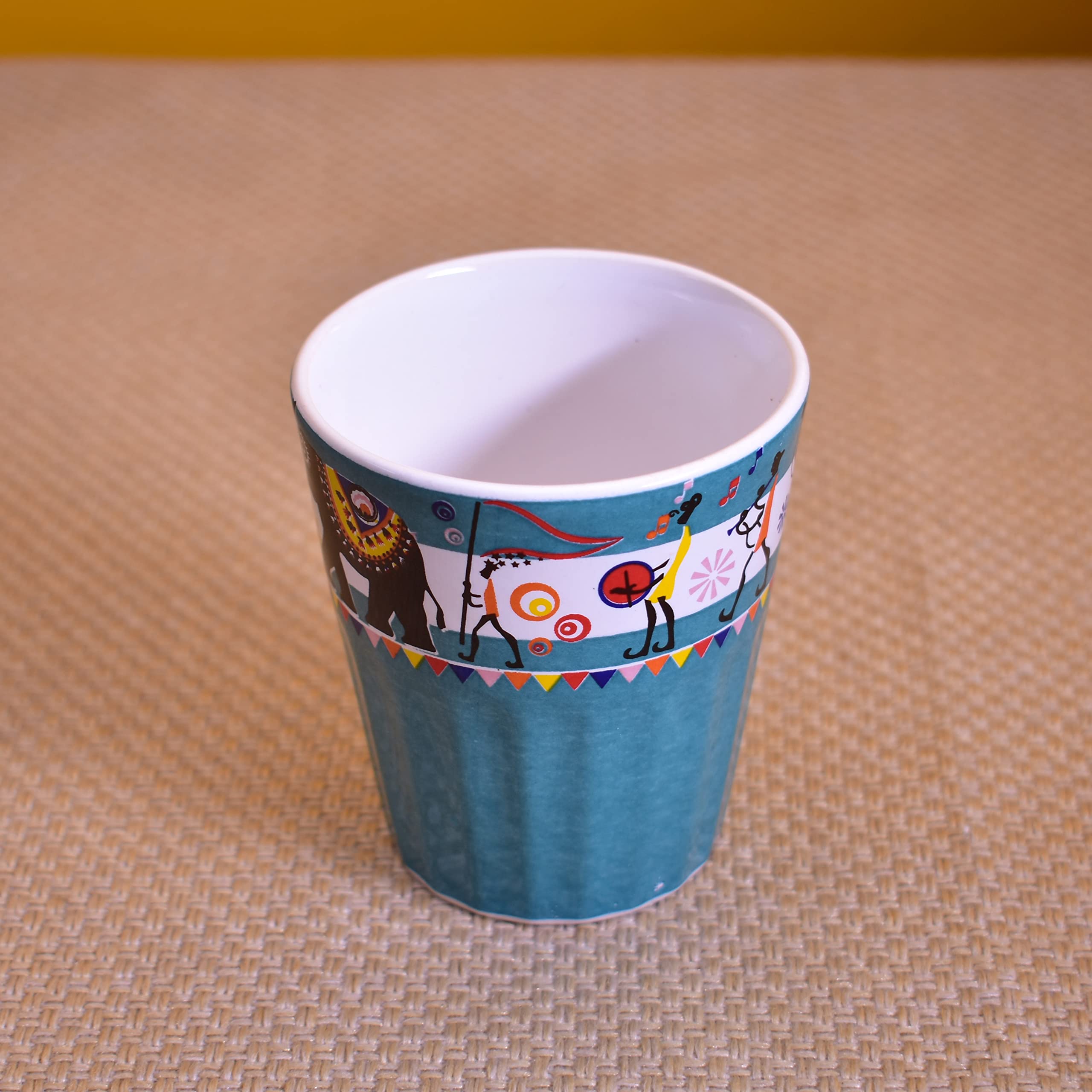 Kunhar Ceramic Tea Glass with Warli Painting, Milk Glass with Warli Painting, Coffee Glass - 6 Pieces, Denim, 125ml - Image 4