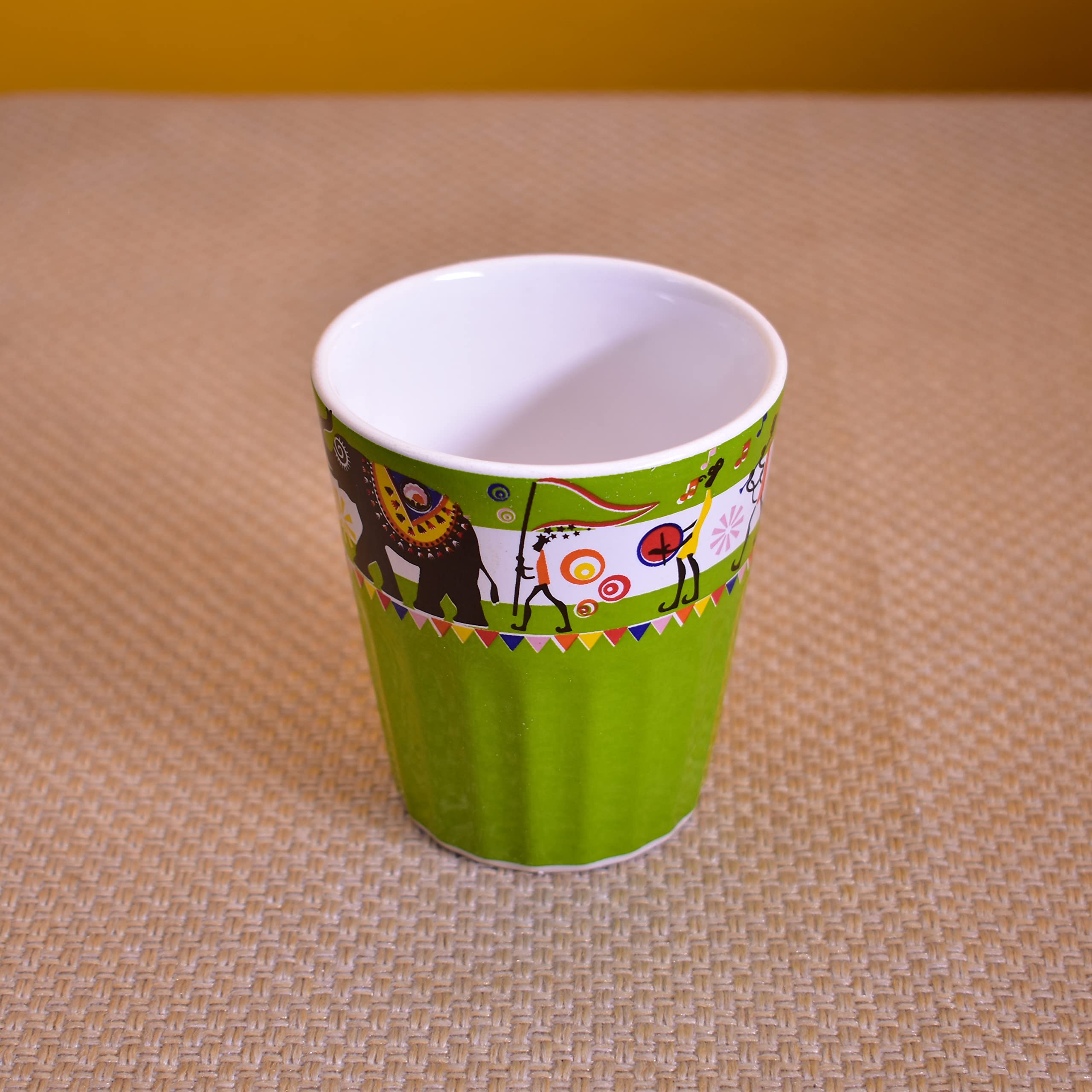 Kunhar Ceramic Tea Glass with Warli Painting, Milk Glass with Warli Painting, Coffee Glass - 6 Pieces, Murky Green, 125ml - Image 4
