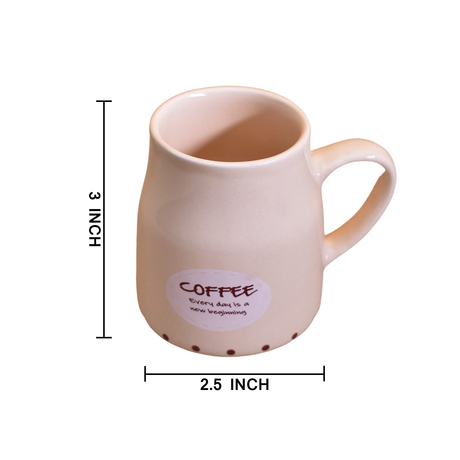Kunhar Ceramic Tea Cups, Coffee Cups - 6 Pieces, Wheat, 160 Ml - Image 2