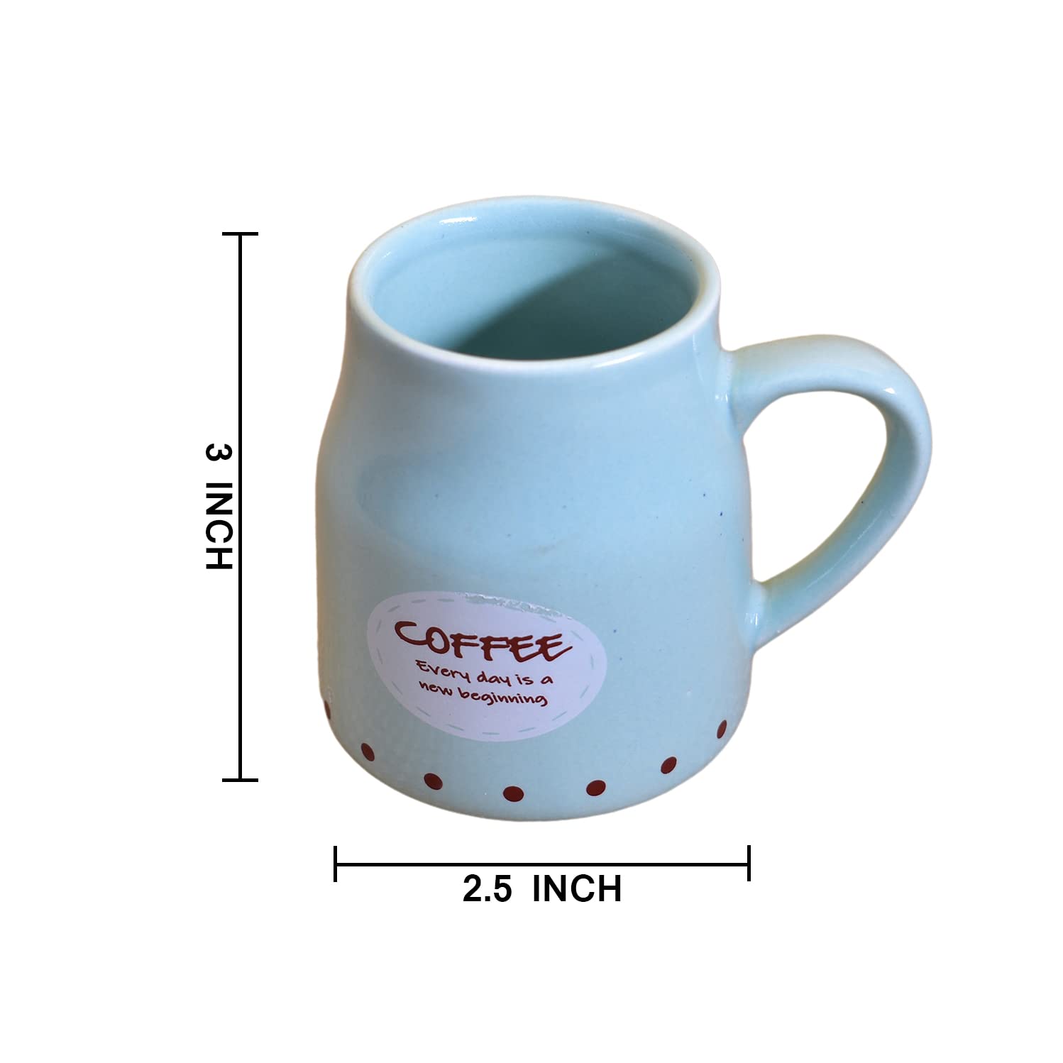 Kunhar Ceramic Tea Cups, Coffee Cups - 6 Pieces, Blue Hosta, 160 Ml - Image 2