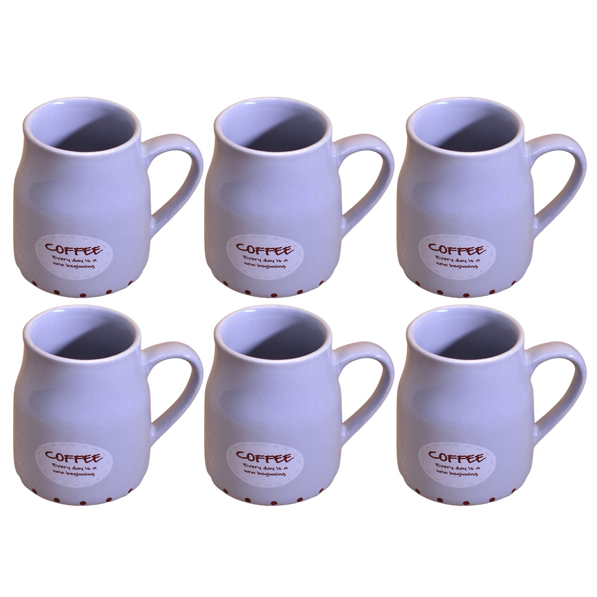Kunhar Ceramic Tea Cups, Coffee Cups - 6 Pieces, Rock Blue, 160 Ml