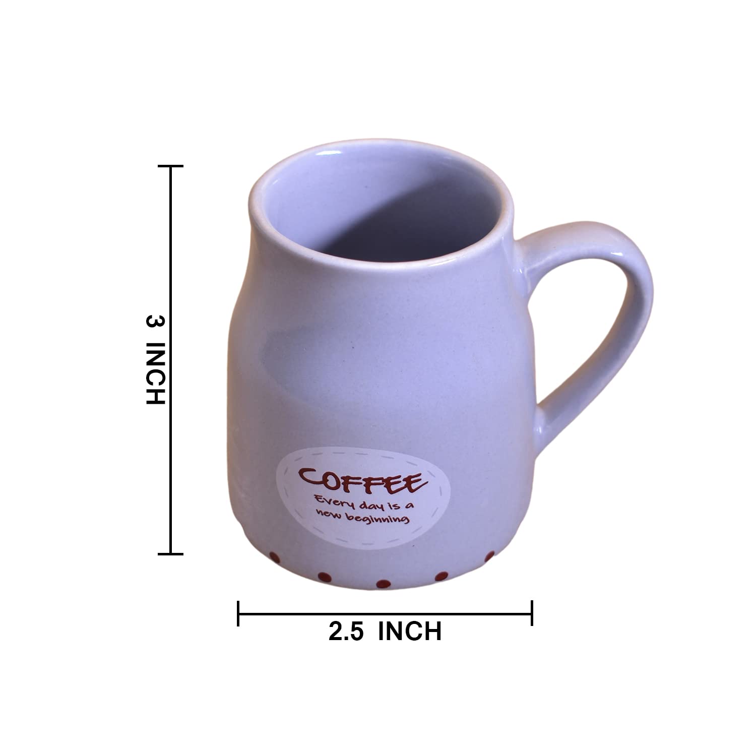 Kunhar Ceramic Tea Cups, Coffee Cups - 6 Pieces, Rock Blue, 160 Ml - Image 2