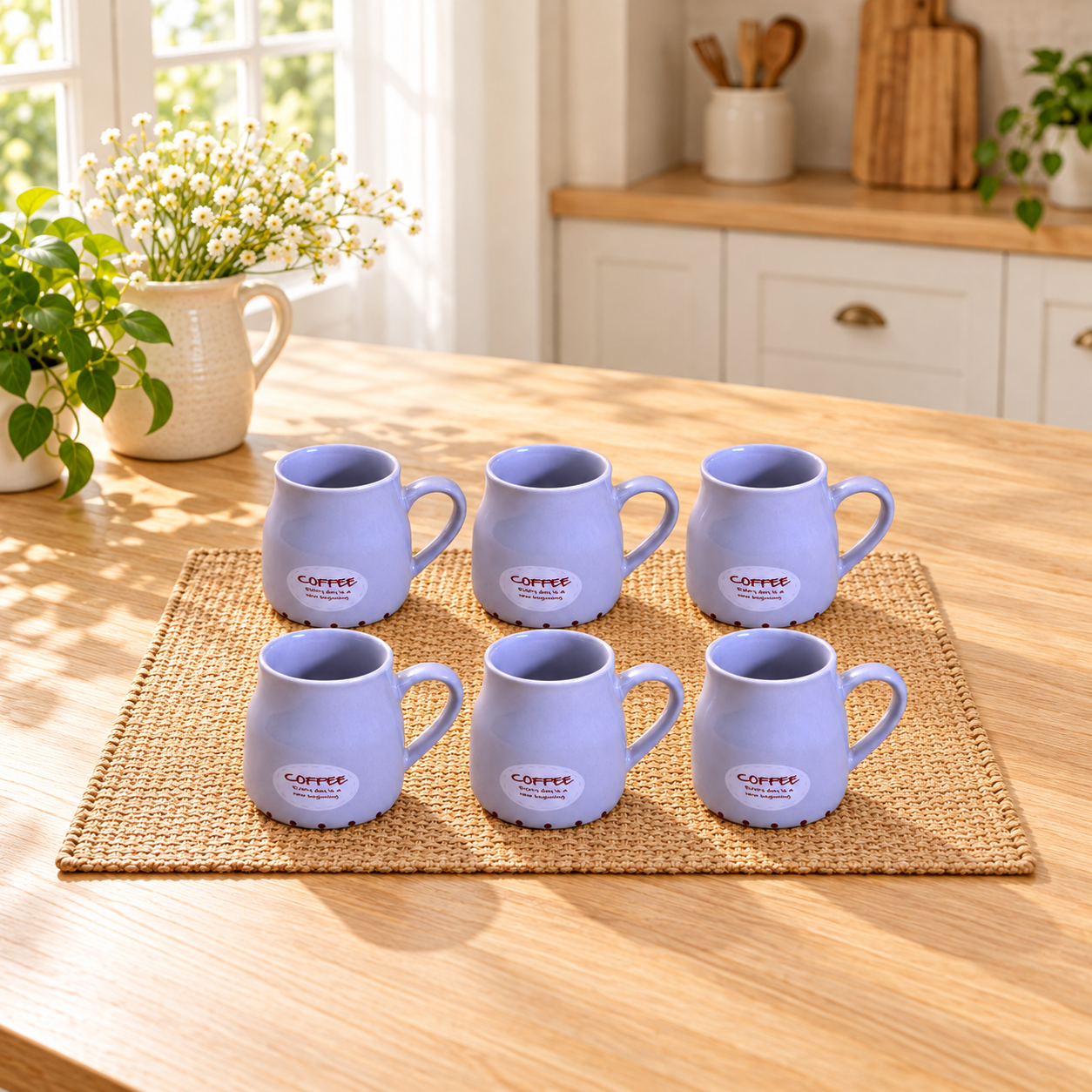 Kunhar Ceramic Tea Cups, Coffee Cups - 6 Pieces, Rock Blue, 160 Ml