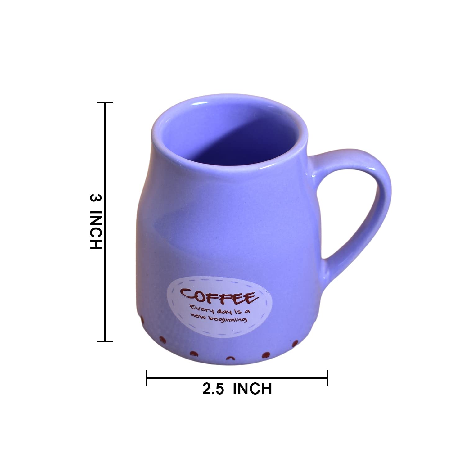 Kunhar Ceramic Tea Cups, Coffee Cups - 6 Pieces, Soft Blue, 160 Ml - Image 2