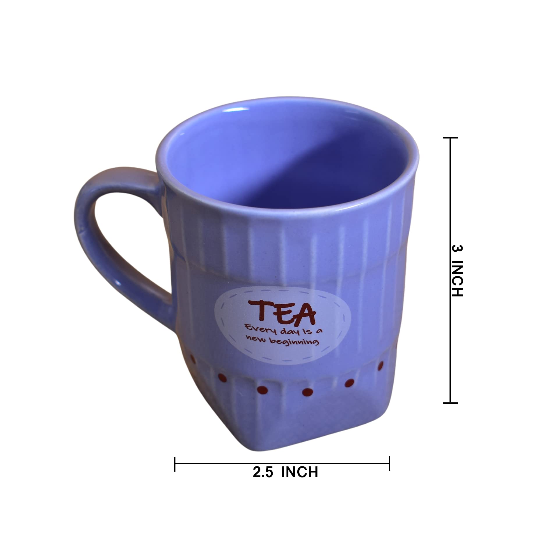Kunhar Ceramic Tea Cups, Coffee Cups - 6 Pieces, Soft Blue, 150 ml - Image 2