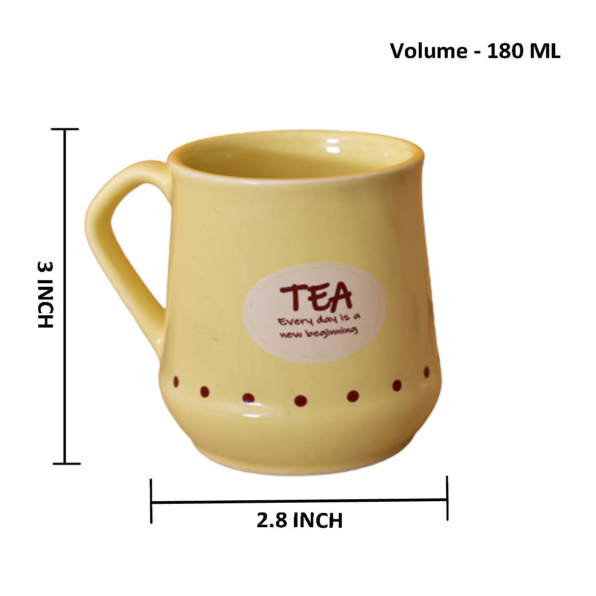 Kunhar Ceramic Coffee Mugs, Tea Cups - 6 Pieces, Multicolor, 180 ml - Image 2