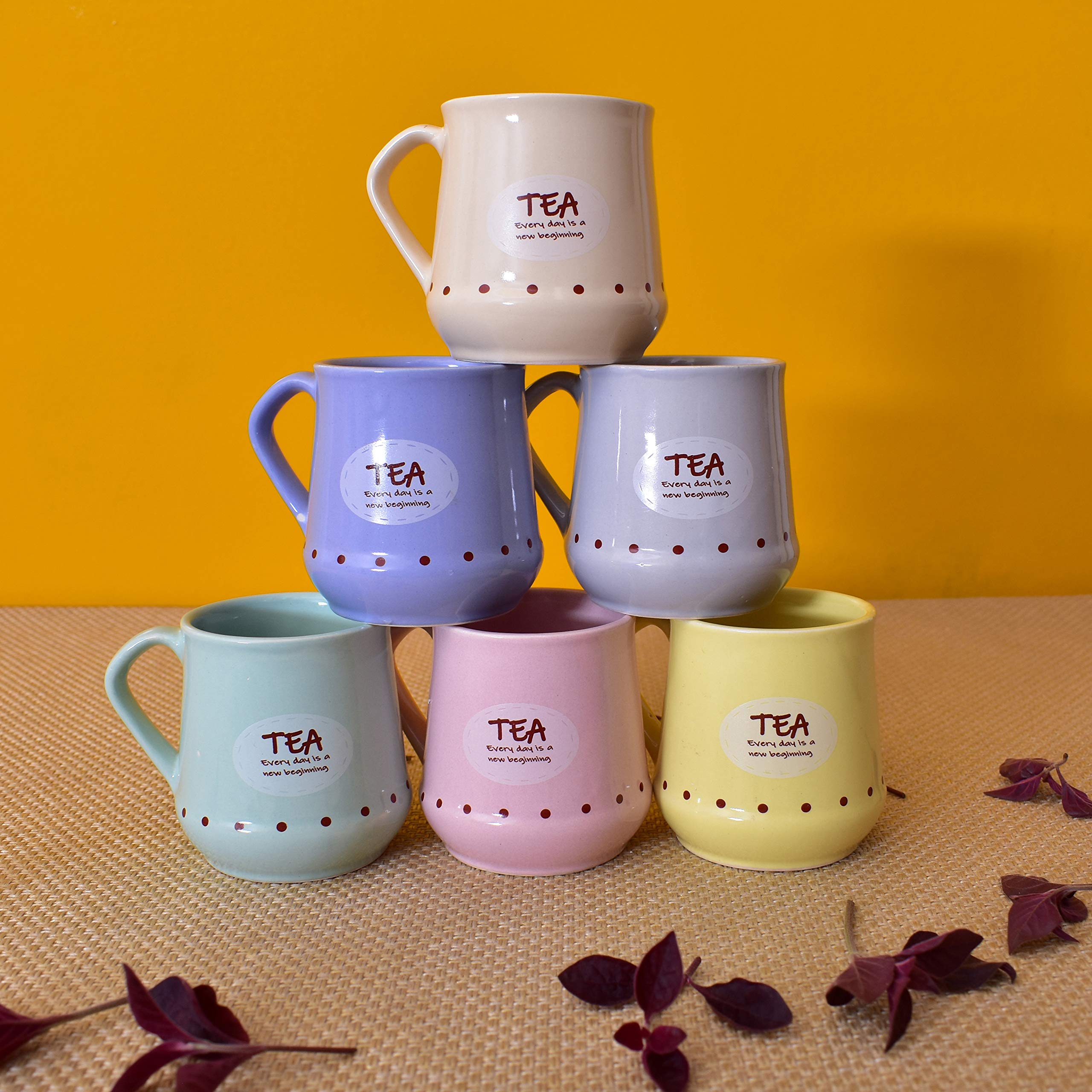 Kunhar Ceramic Coffee Mugs, Tea Cups - 6 Pieces, Multicolor, 180 ml - Image 3
