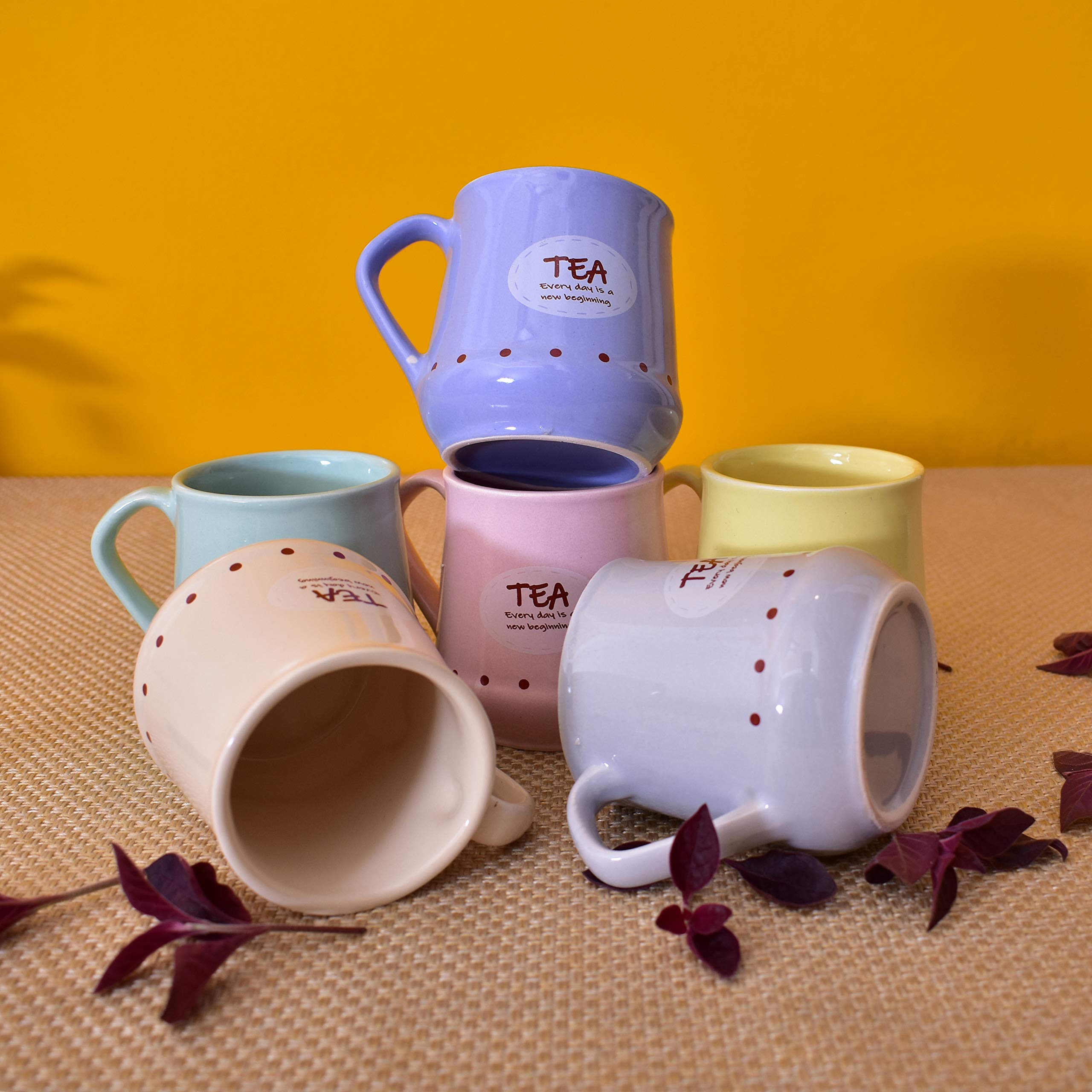 Kunhar Ceramic Coffee Mugs, Tea Cups - 6 Pieces, Multicolor, 180 ml - Image 4