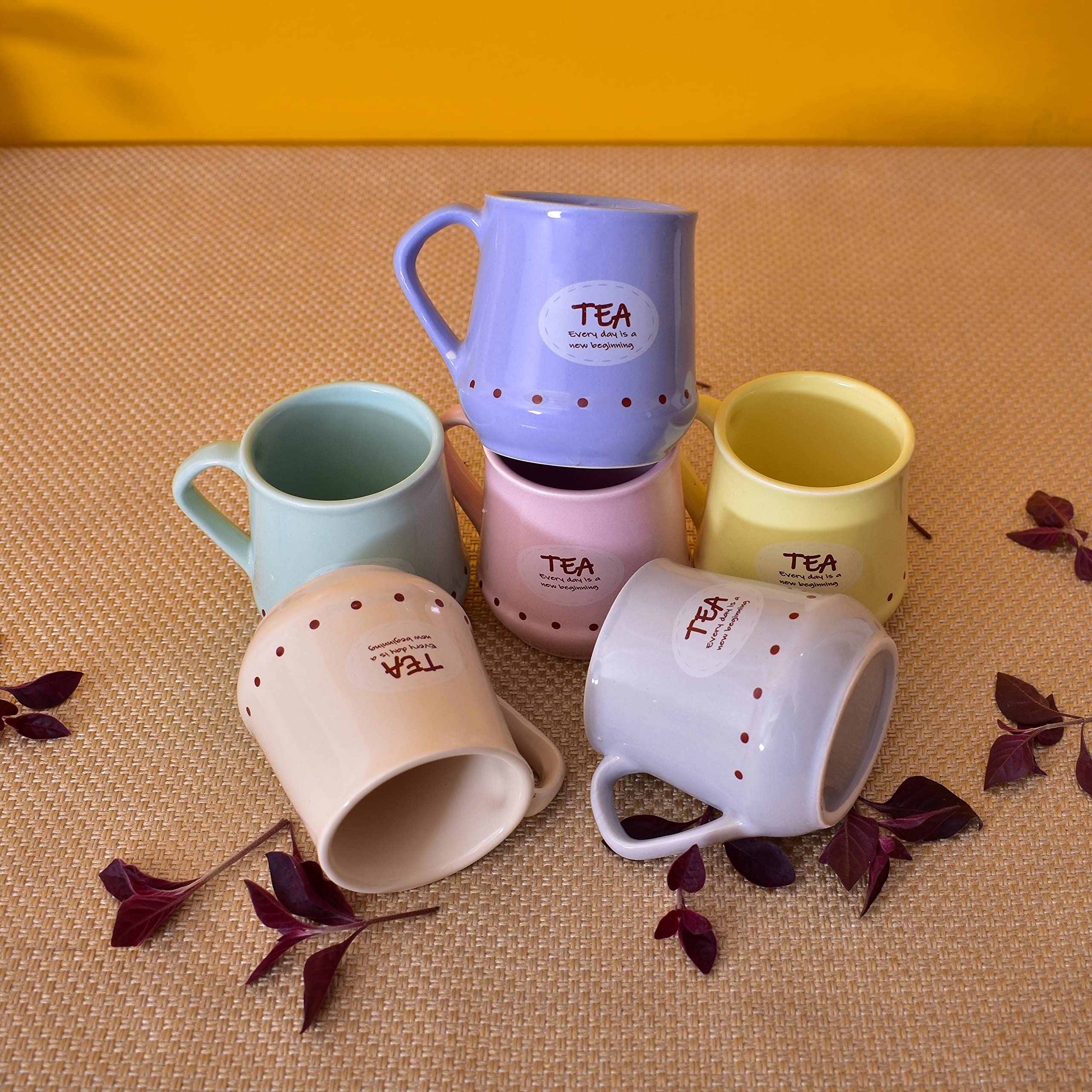 Kunhar Ceramic Coffee Mugs, Tea Cups - 6 Pieces, Multicolor, 180 ml - Image 5