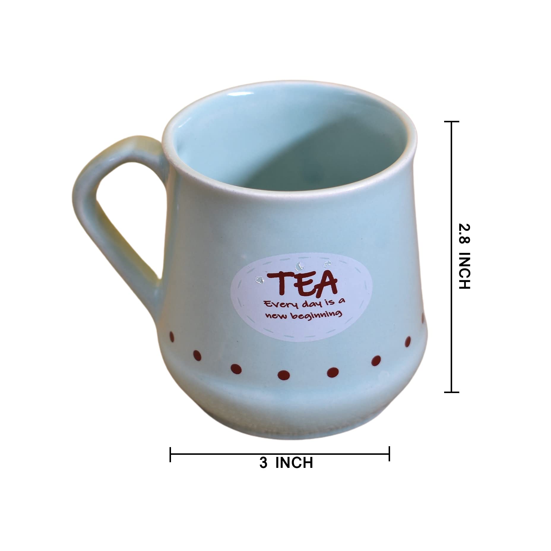 Kunhar Ceramic Tea Cups, Coffee Cups - 6 Pieces, Blue Hosta, 180 Ml - Image 2