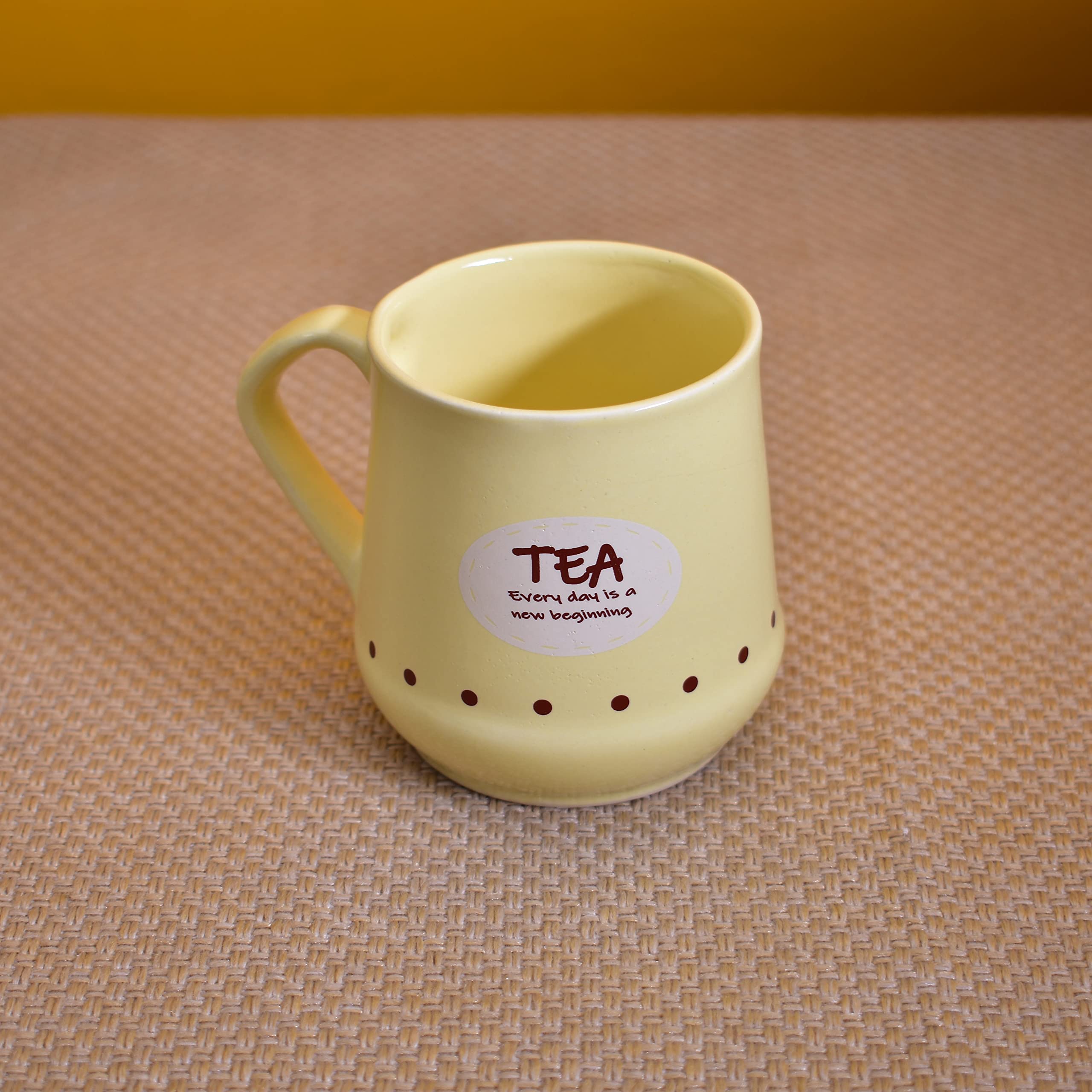 Kunhar Ceramic Tea Cups, Coffee Cups - 6 Pieces, Yellow, 180 Ml - Image 4