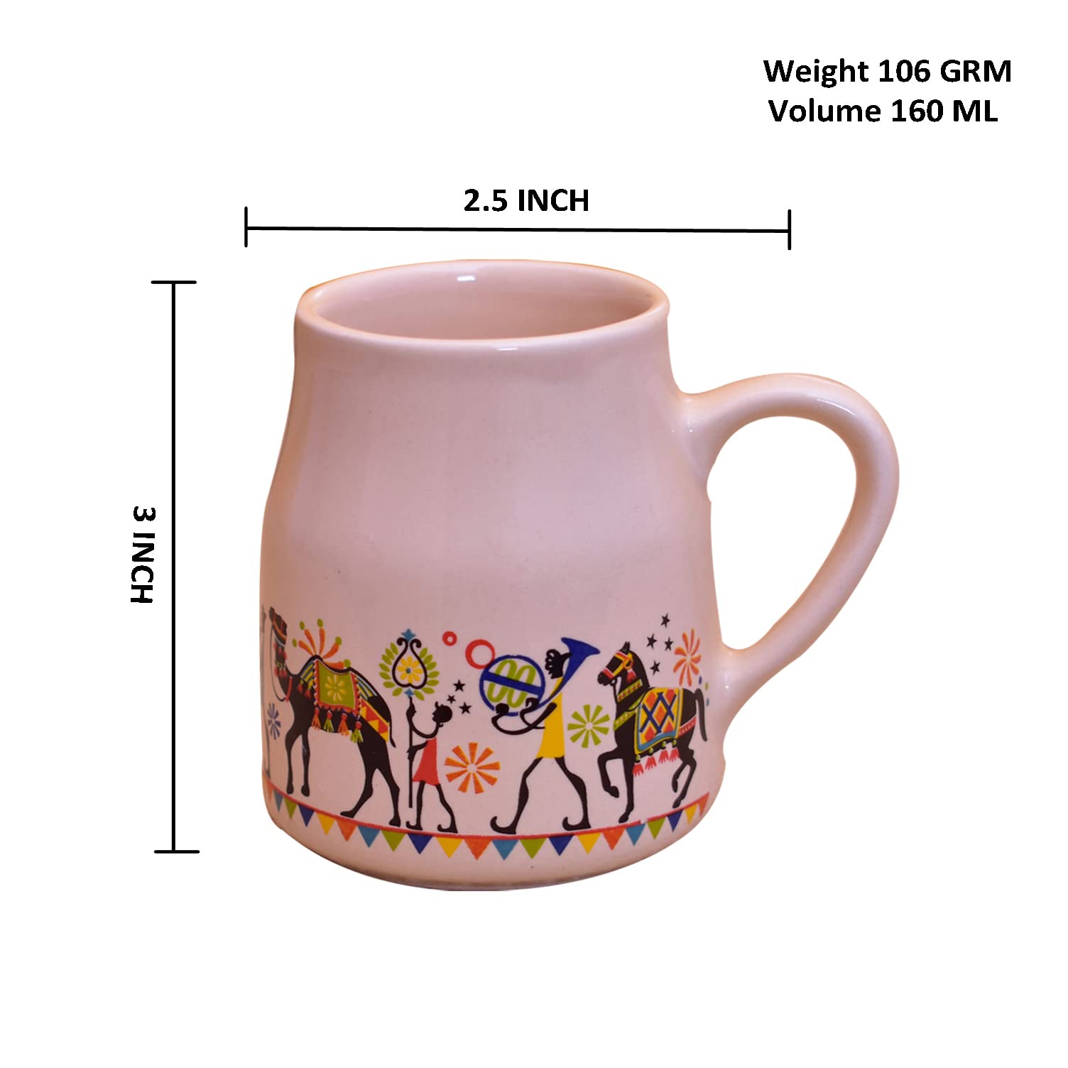 Kunhar Ceramic Multicolor Can Shape Tea Cup, Coffee Mug, Milk Mug (160 Ml Set of 6) - Image 2
