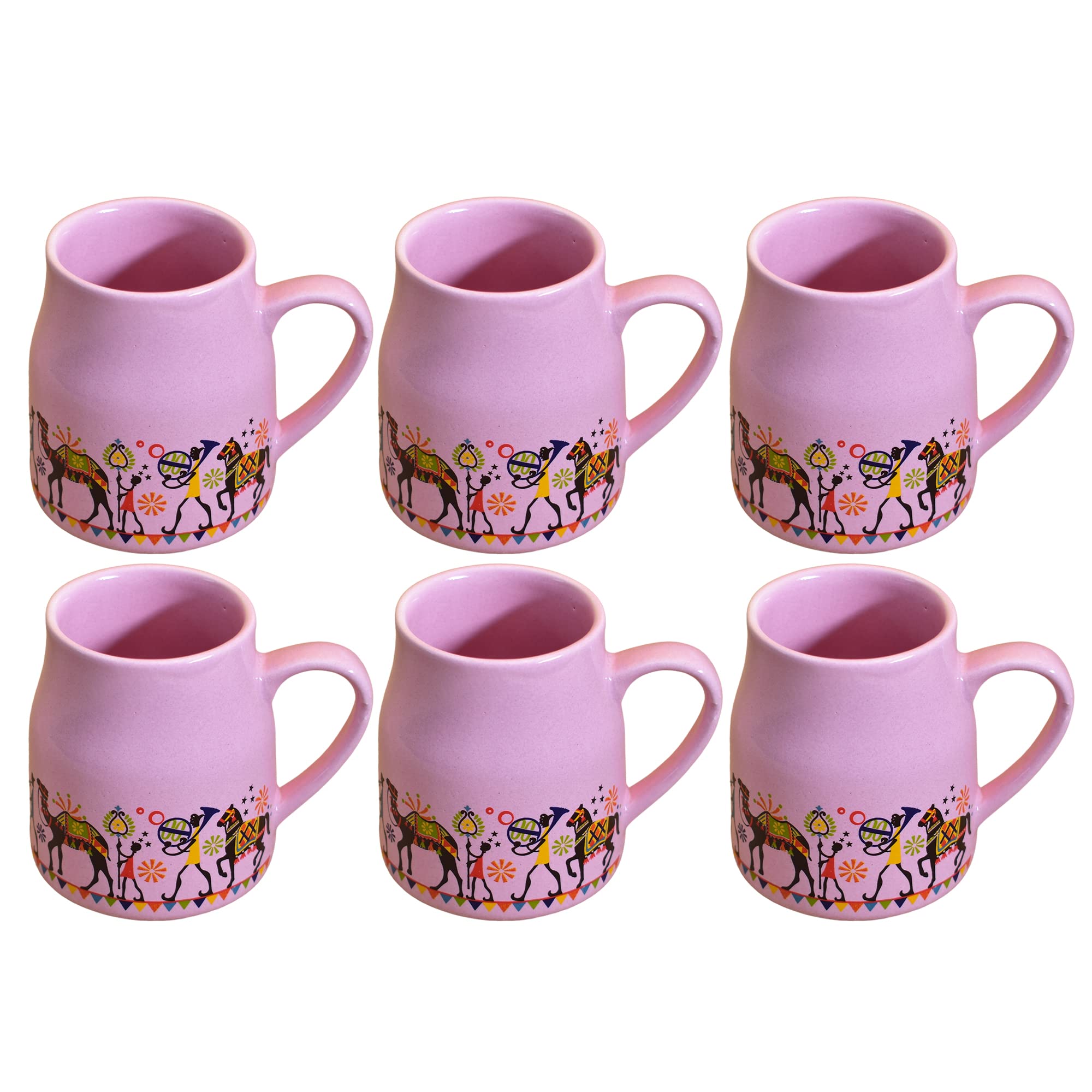 Kunhar Ceramic Tea Cups, Coffee Cups - 6 Pieces, Pastel Violet, 160 Ml
