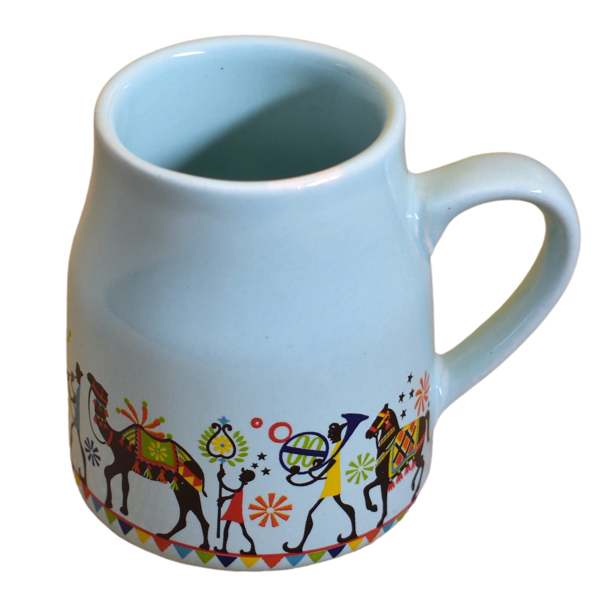 Kunhar Ceramic Tea Cups, Coffee Cups - 6 Pieces, Blue Hosta, 160 Ml - Image 3
