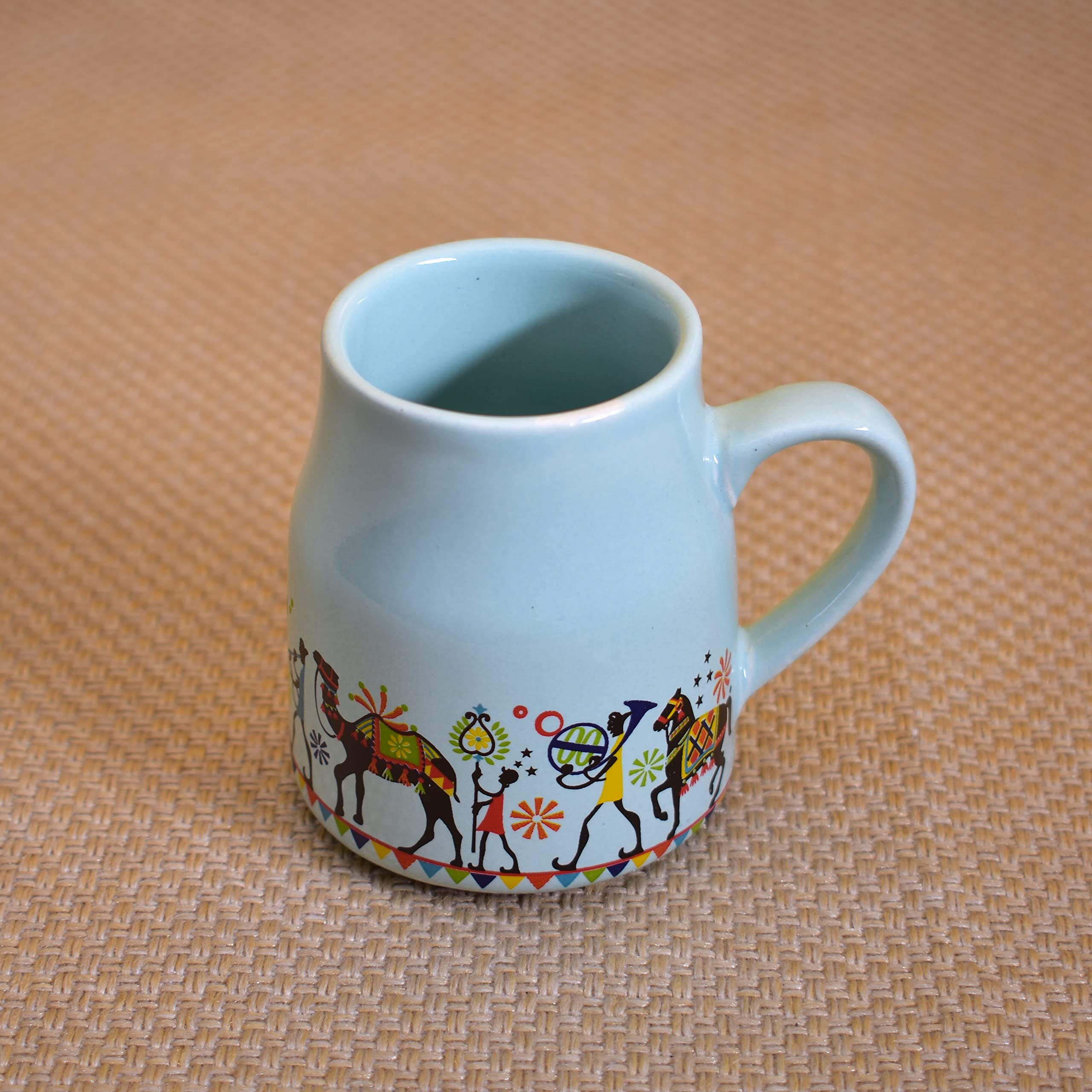 Kunhar Ceramic Tea Cups, Coffee Cups - 6 Pieces, Blue Hosta, 160 Ml - Image 4