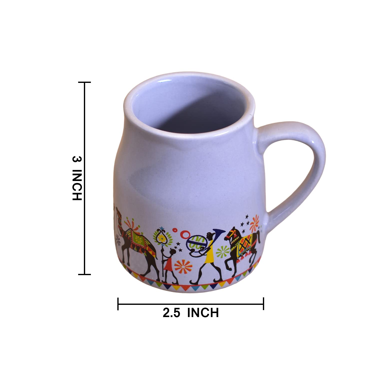Kunhar Ceramic Tea Cups, Coffee Cups - 6 Pieces, Rock Blue, 160 Ml - Image 2