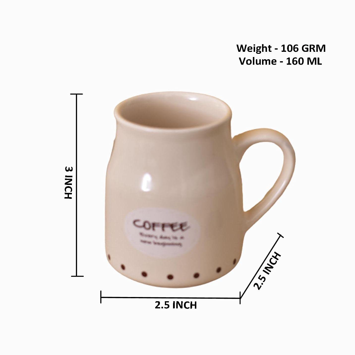 Kunhar Ceramic Multicolor Can Shape Tea Cup, Coffee Mug, Milk Mug (160 Ml Set of 6) - Image 2