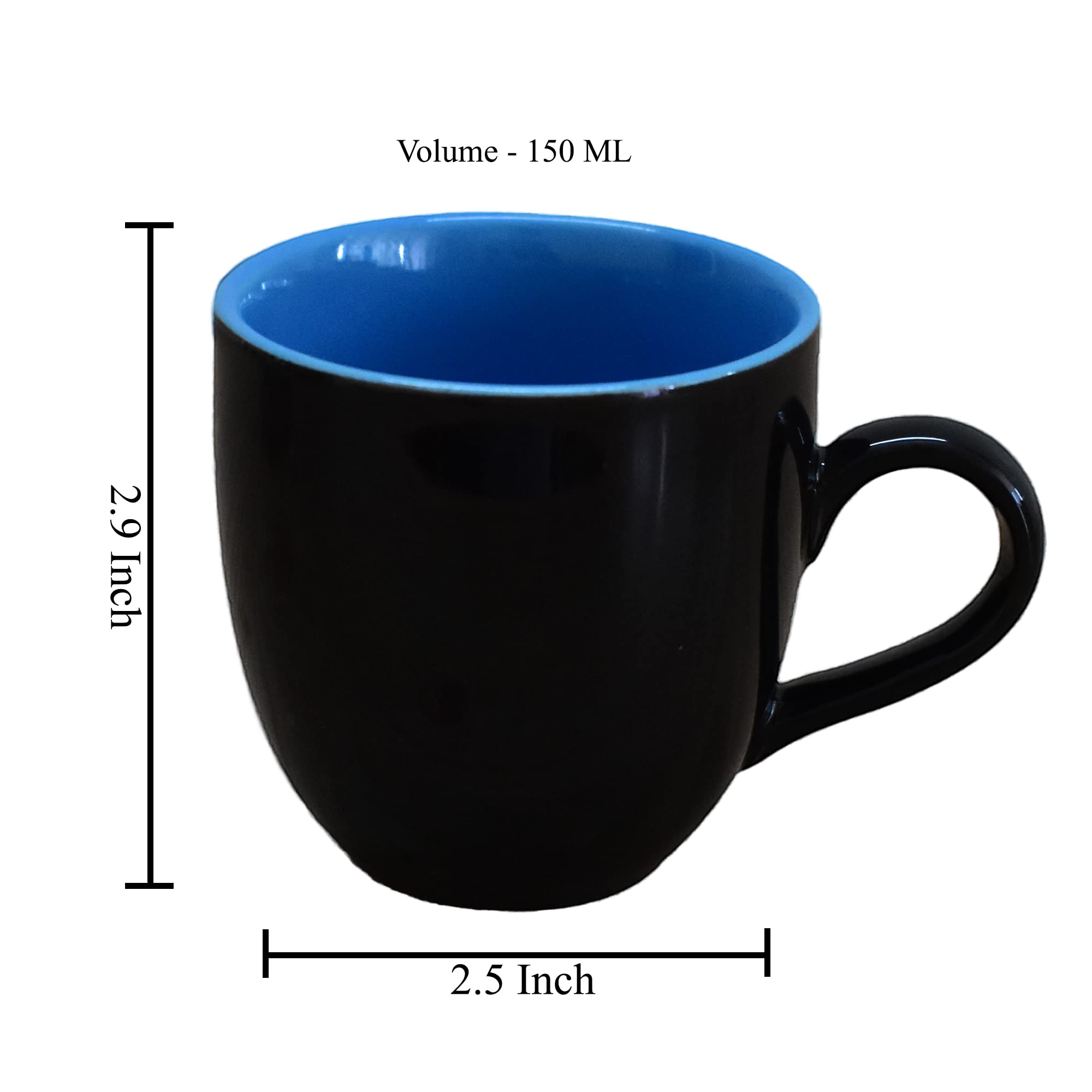 Kunhar Ceramic Tea Cup - 150 Ml, 6 Pieces, Nile Blue - Image 2