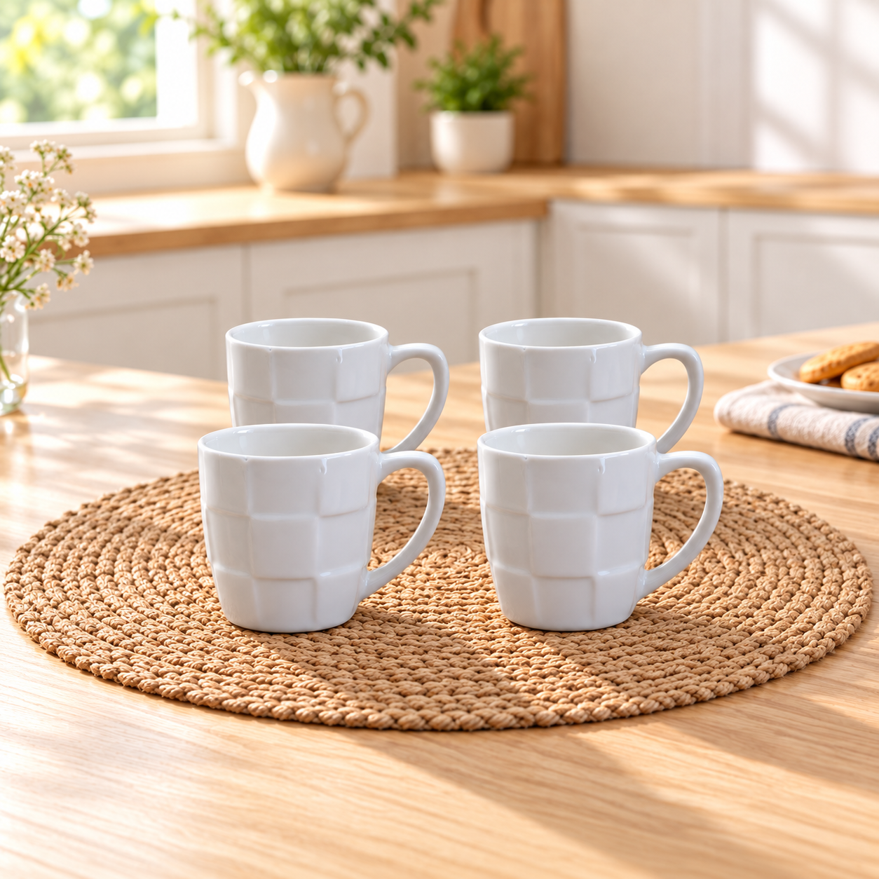 Kunhar Ceramic Tea Cup - 200 Ml, 4 Pieces, White