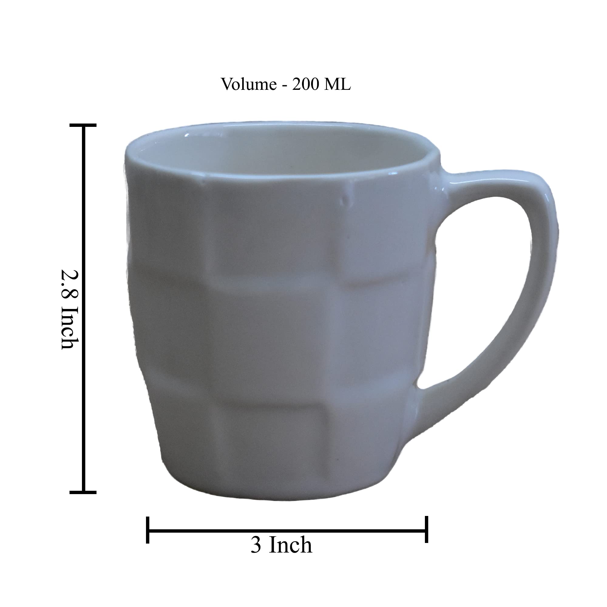 Kunhar Ceramic Tea Cup - 200 Ml, 6 Pieces, White - Image 2