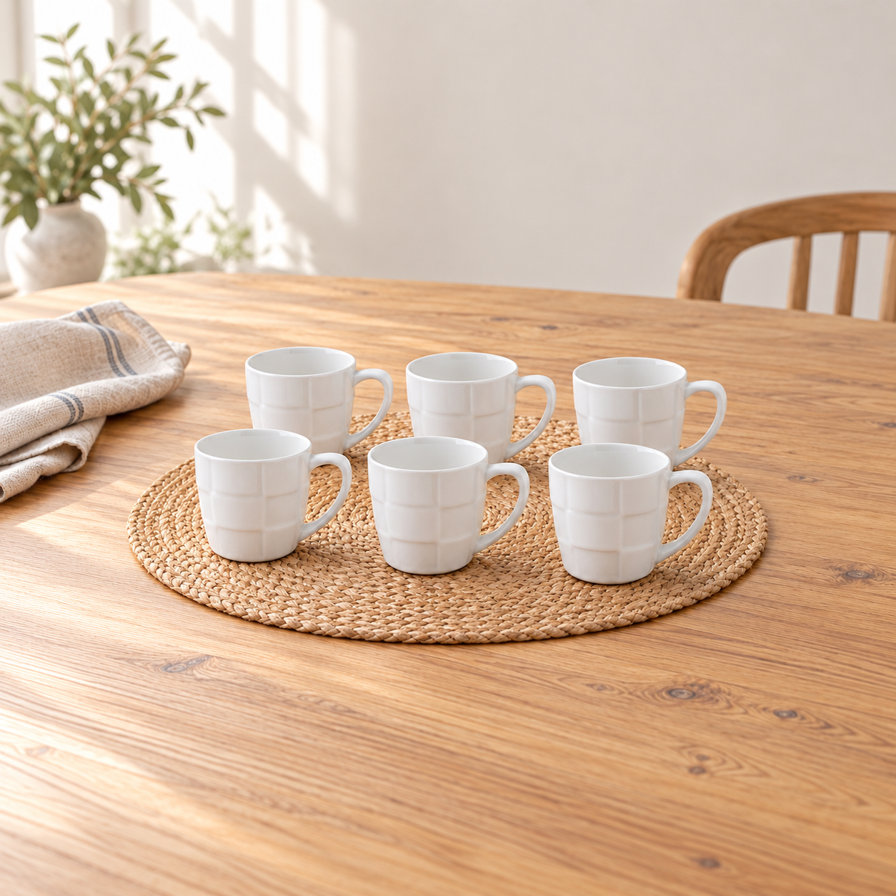 Kunhar Ceramic Tea Cup - 200 Ml, 6 Pieces, White