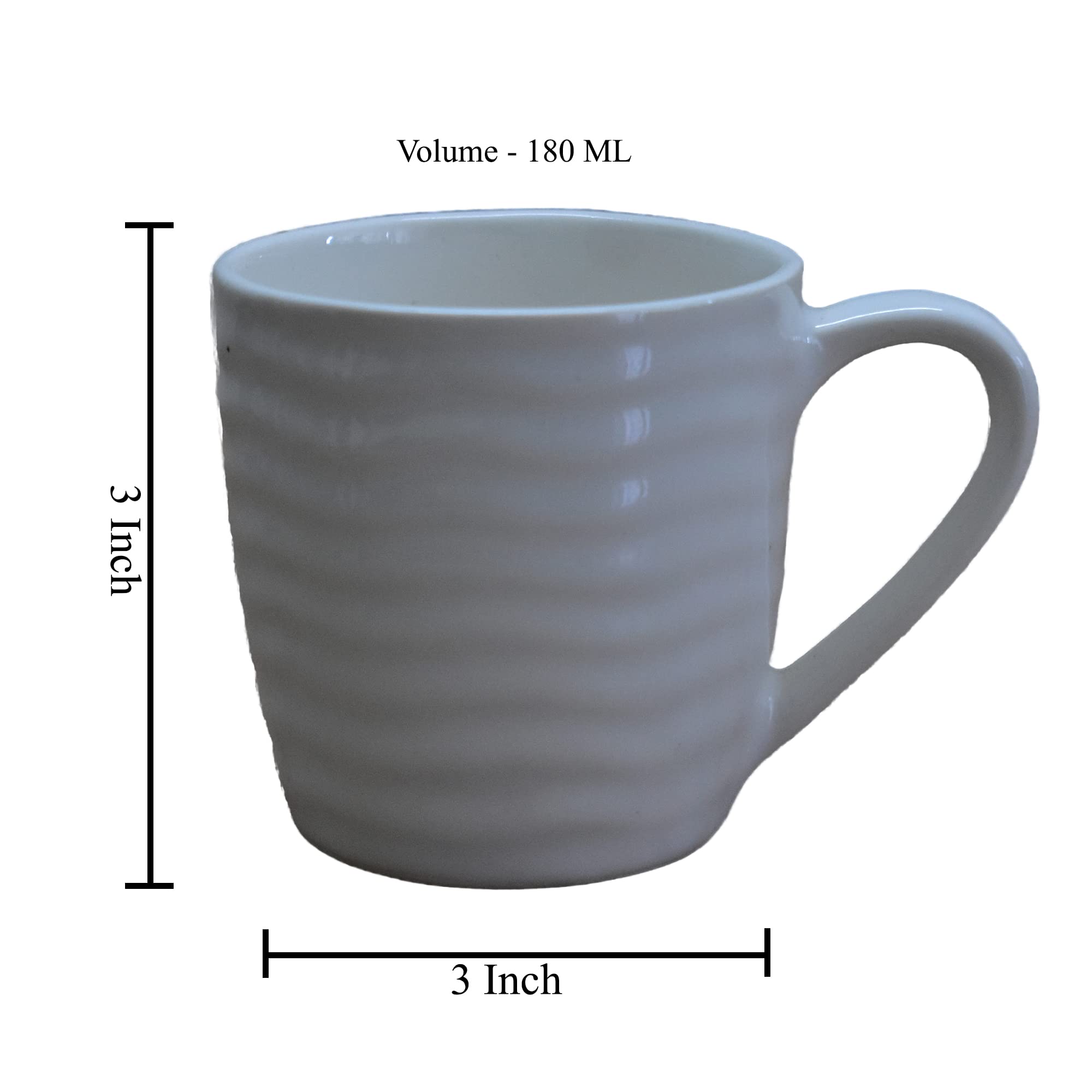 Kunhar Ceramic Tea Cup - 180 Ml, 6 Pieces, White - Image 2