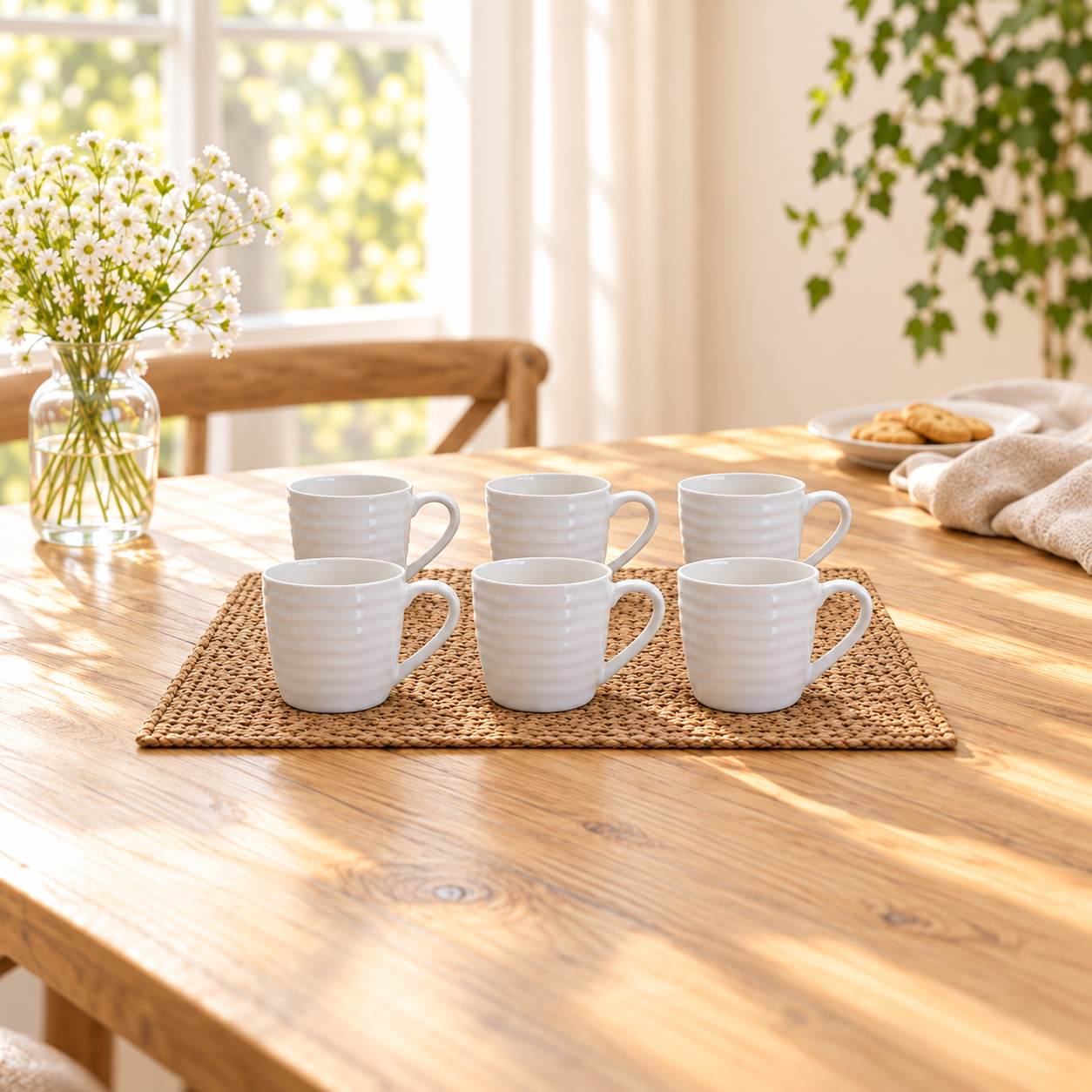 Kunhar Ceramic Tea Cup - 180 Ml, 6 Pieces, White
