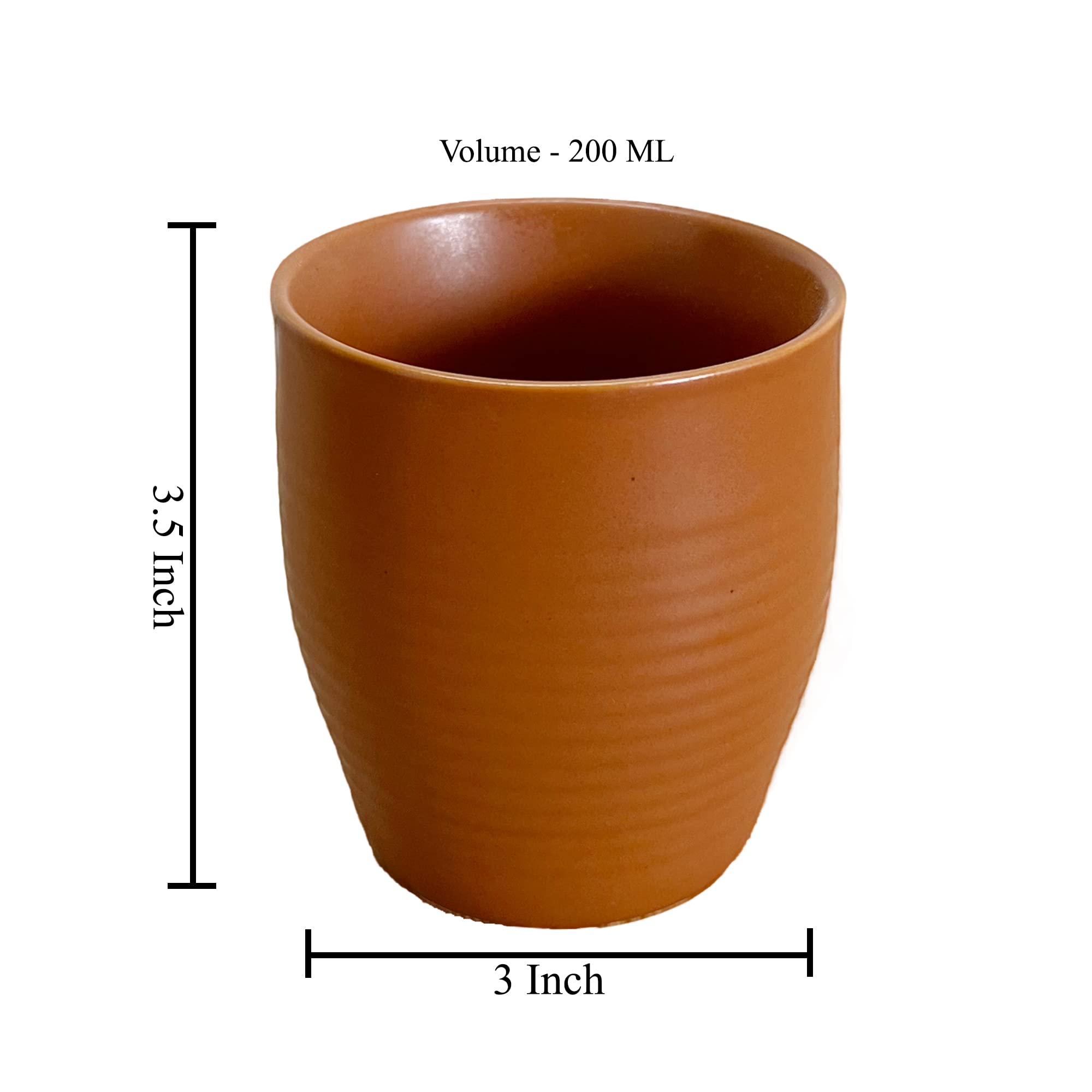 Kunhar Terracotta Clay Kullad Tea Cups Set & Chai Kullads Cup Set - 200 Ml, 6 Pieces, Brown - Image 2