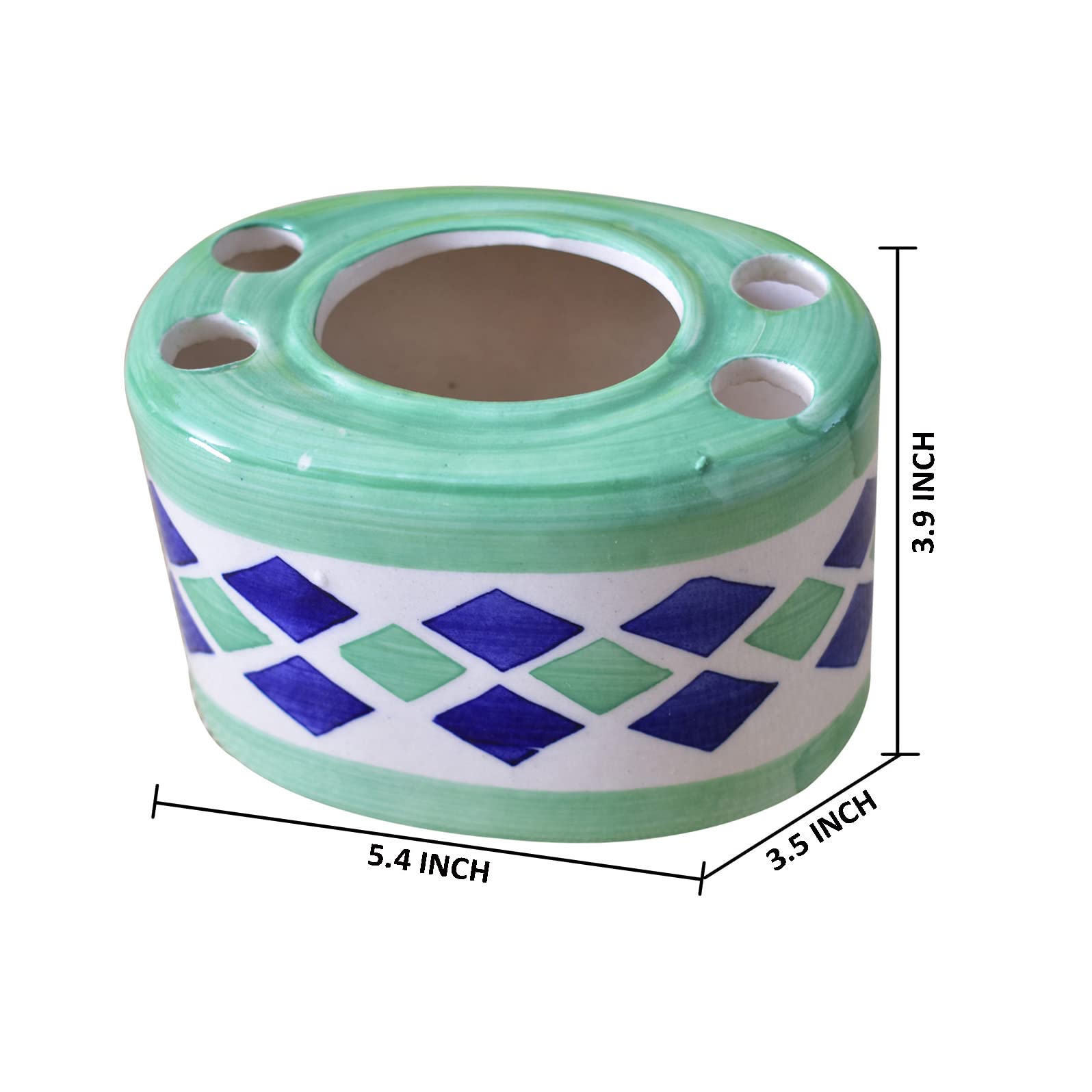 KunhaR Ceramic Toothbrush Holder Stand for Bathroom - Color Green - Image 2