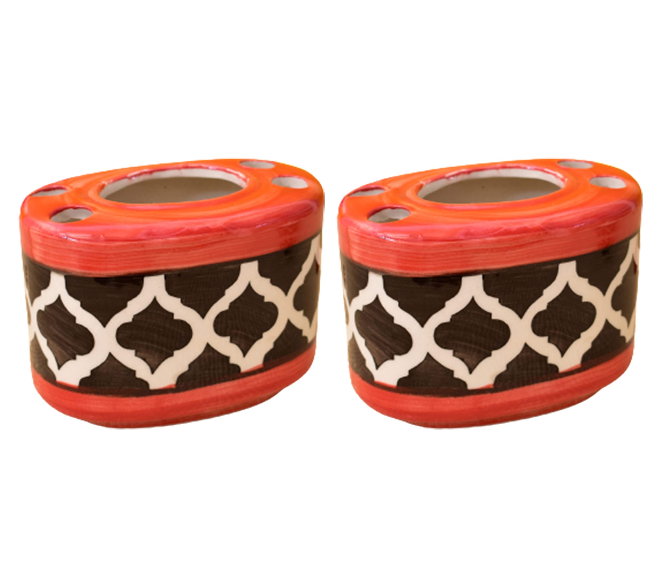 KunhaR Ceramic Toothbrush Holder Stand for Bathroom,2 Pieces, Red Black