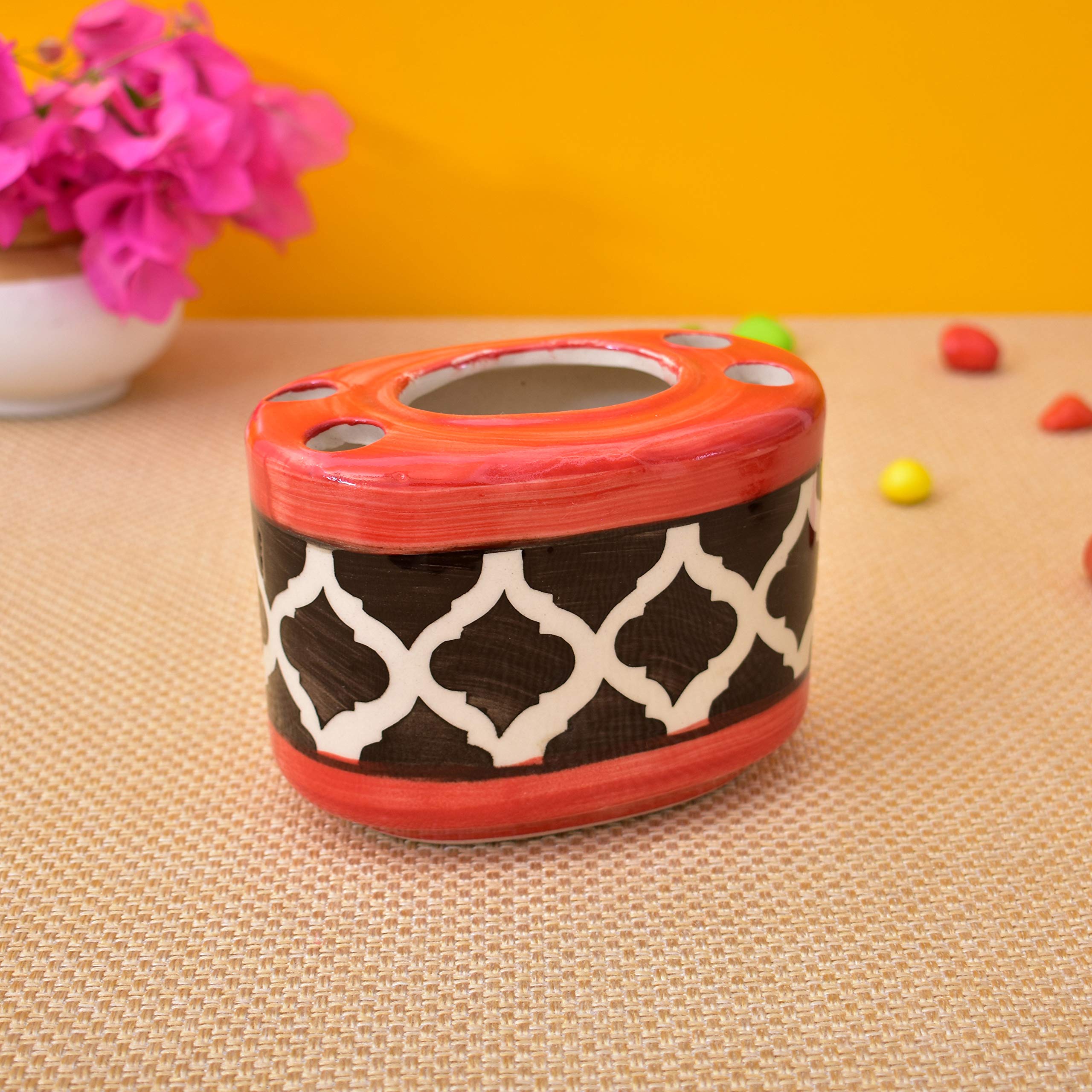 KunhaR Ceramic Toothbrush Holder Stand for Bathroom,2 Pieces, Red Black - Image 3