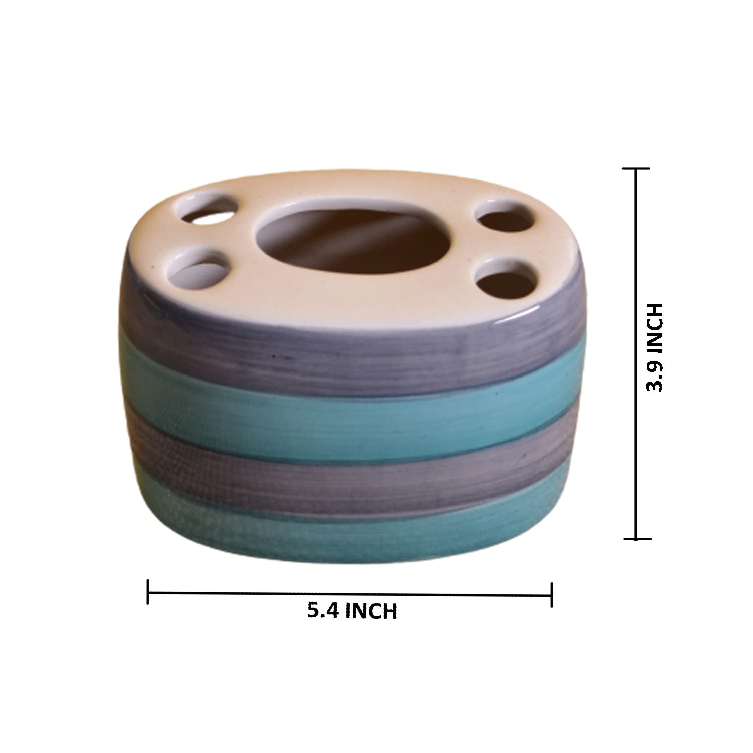 KunhaR Ceramic Toothbrush Holder Stand for Bathroom,2 Pieces, Moonstone Blue - Image 2